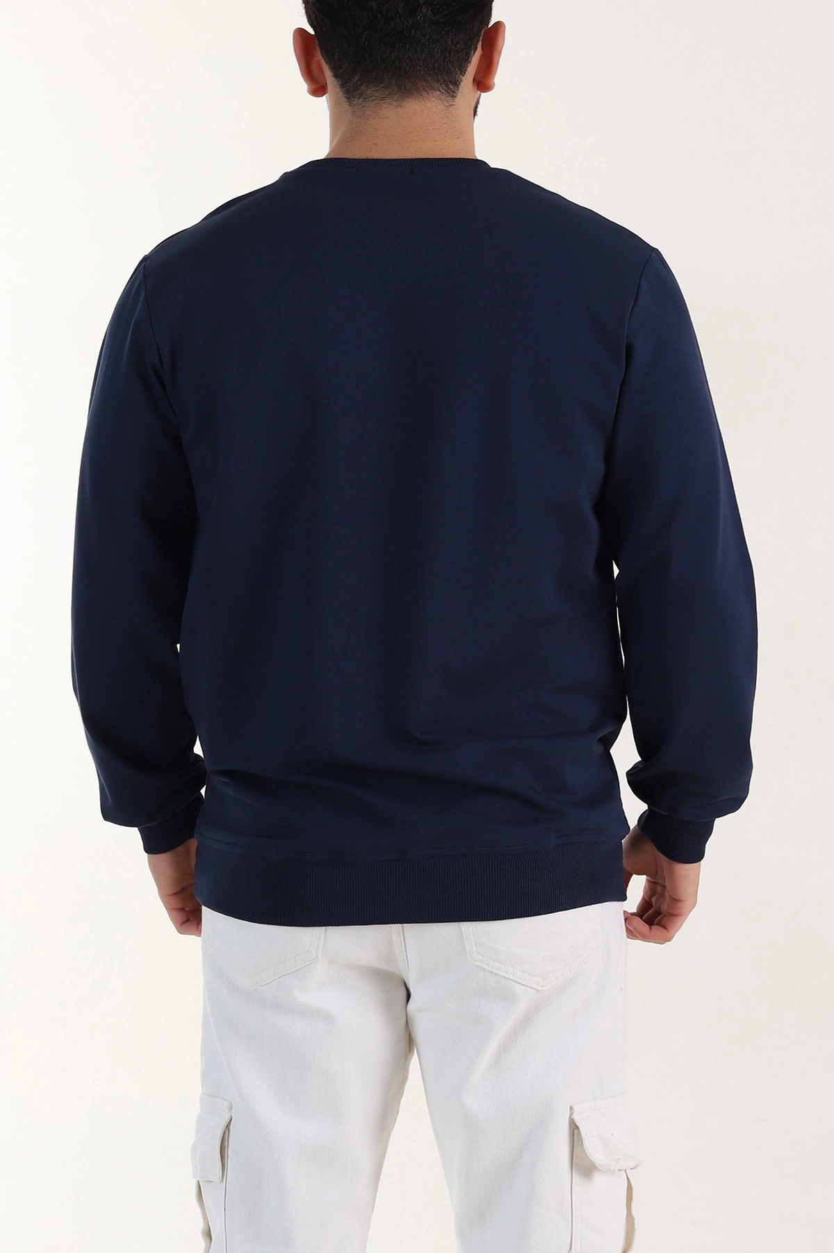 Lacivert Relaxed Fit İki İp Şardonsuz Basic Erkek Sweatshirt 398126