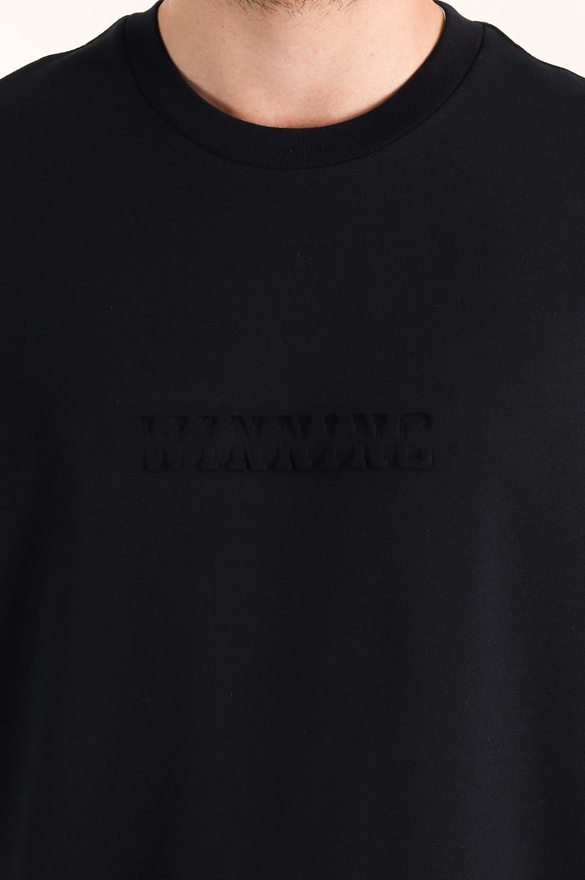Lacivert Relaxed Fit Kabartma Yazı Detaylı Erkek Tişört 358504