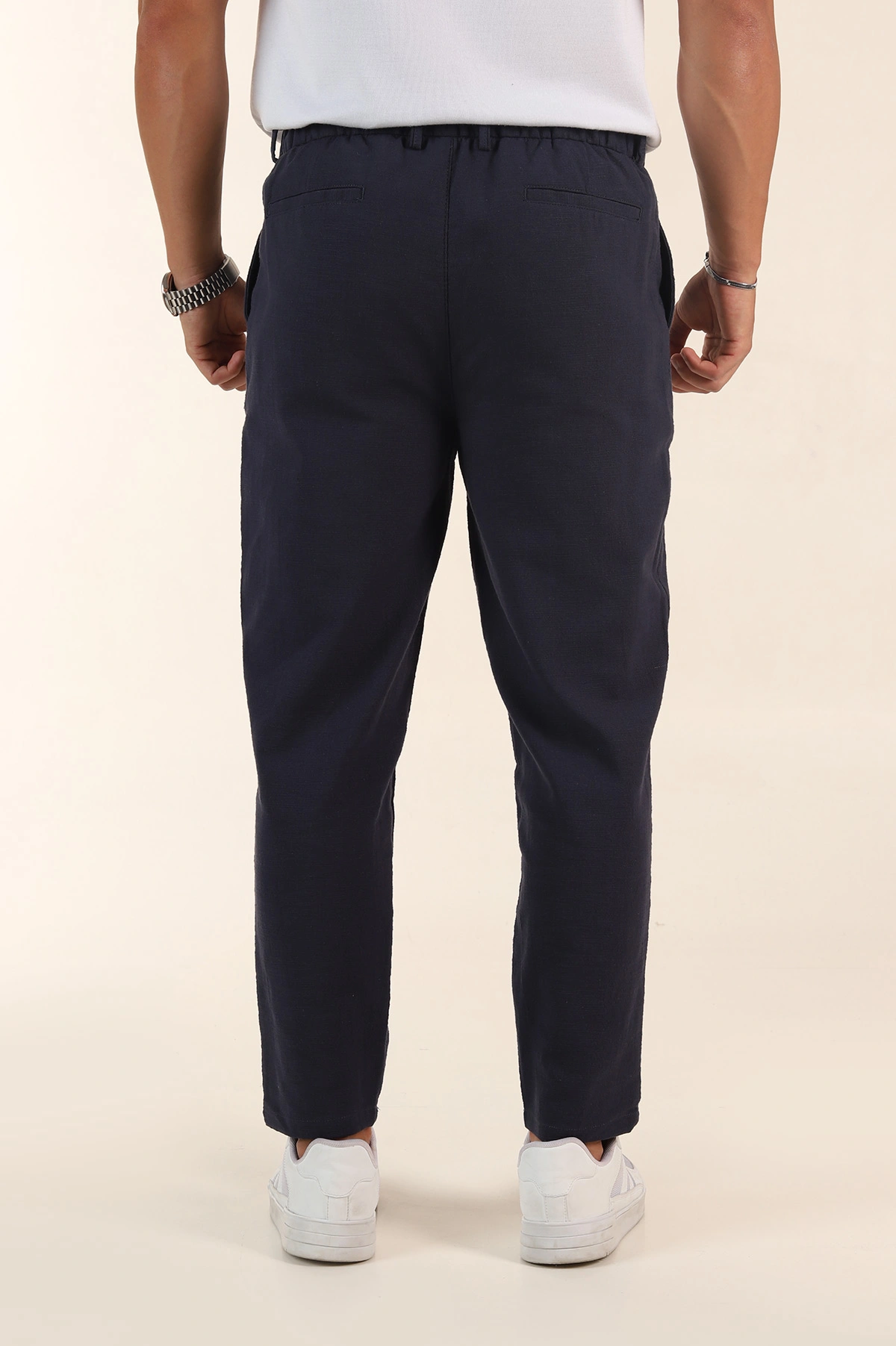 Lacivert Relaxed Fit Keten Bel Lastikli Erkek Jogger Pantolon 380883
