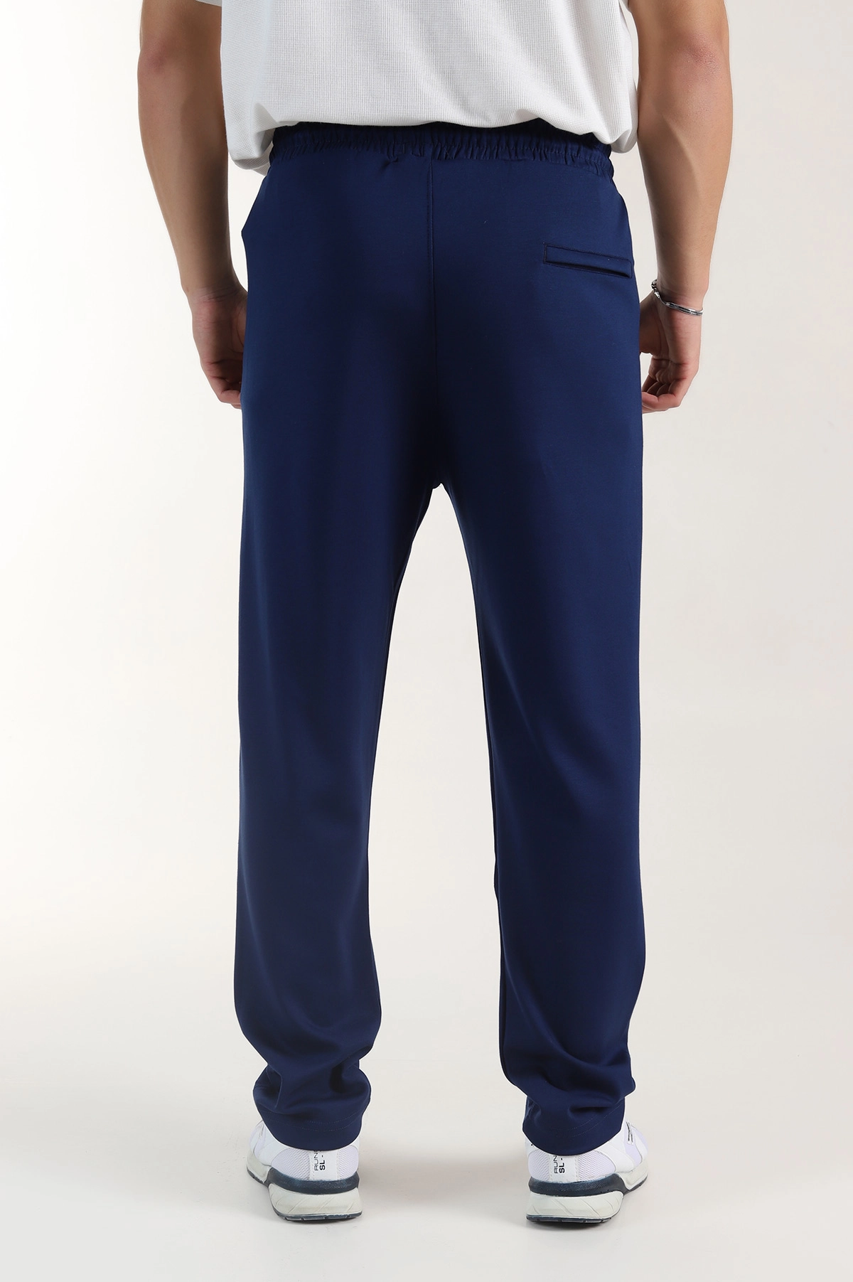 Lacivert Relaxed Fit Oysho Kumaş Fermuarlı Cepli Erkek Eşofman Altı 402205