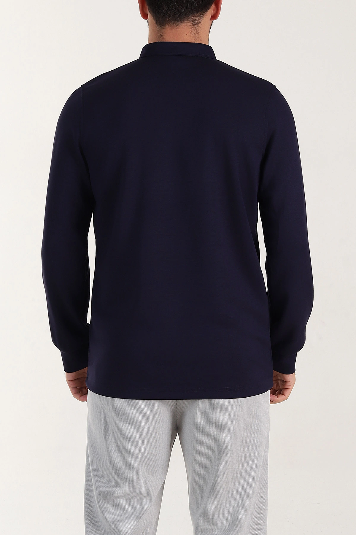Lacivert Relaxed Fit Oysho Kumaş Hakim Yaka Erkek Sweatshirt 399609