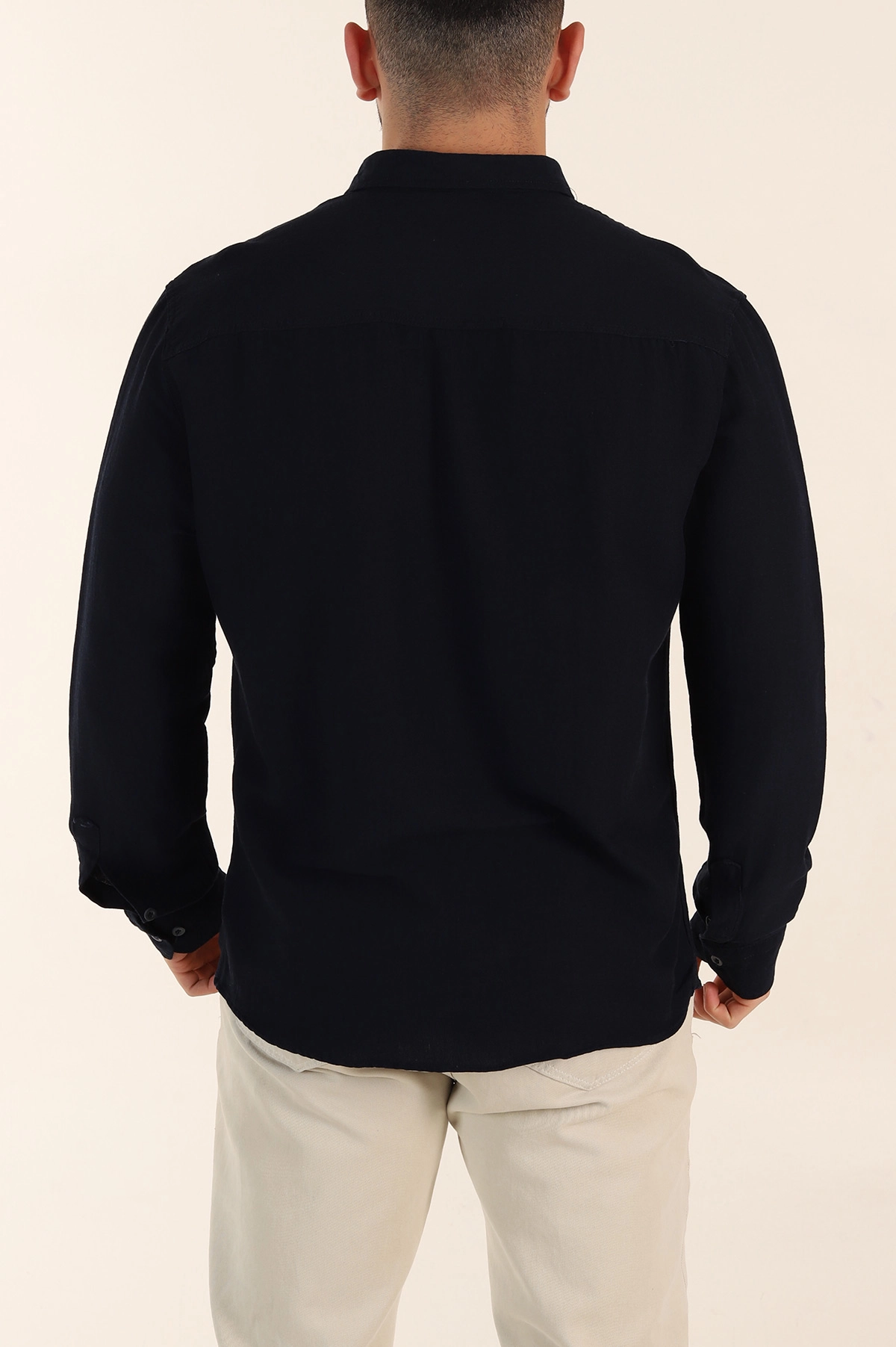 Lacivert Relaxed Fit Pamuk Ata Yaka Erkek Gömlek 363815