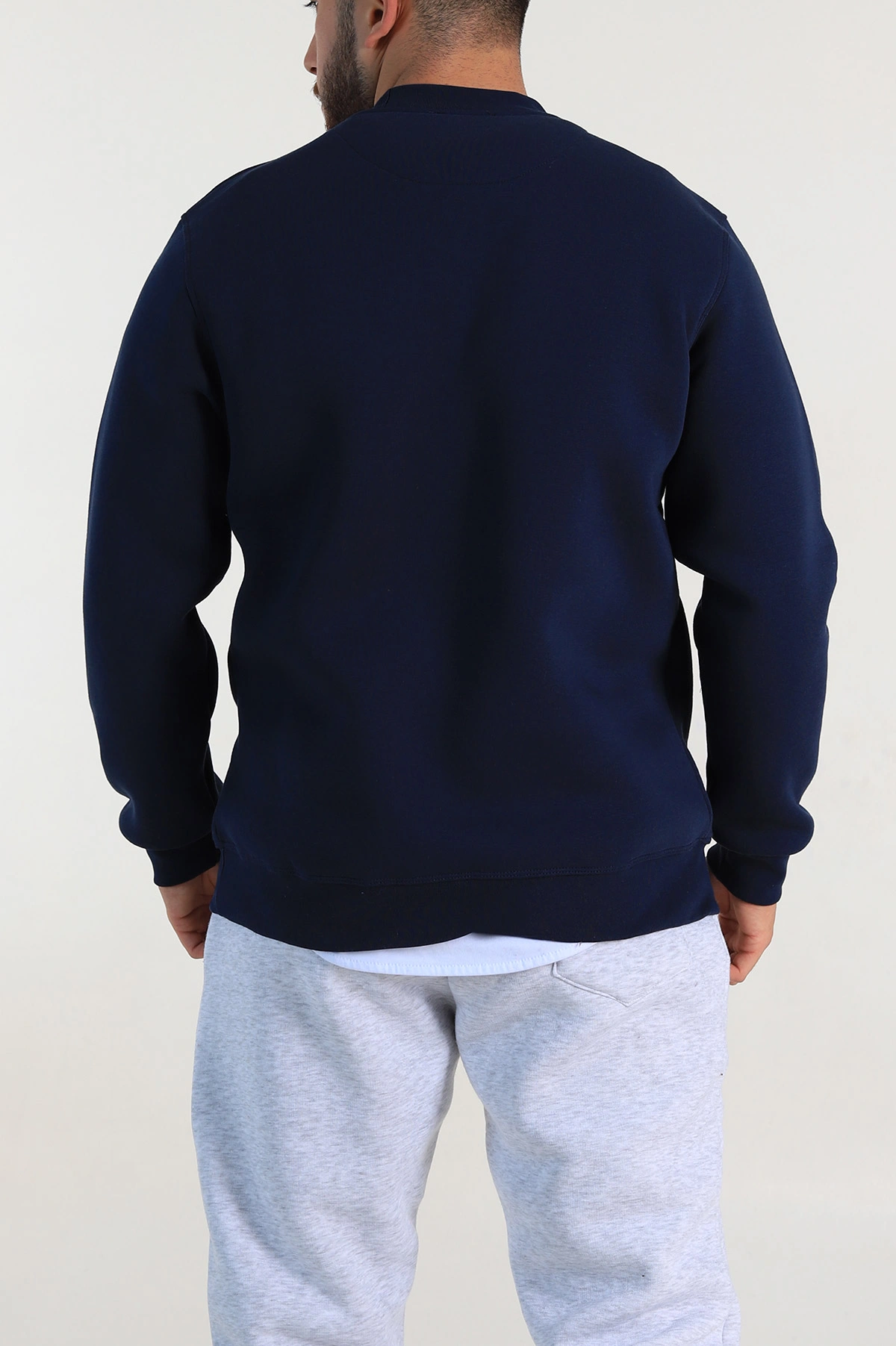 Lacivert Relaxed Fit Üç İp Şardonlu Logo Detaylı Erkek Sweatshirt 309856