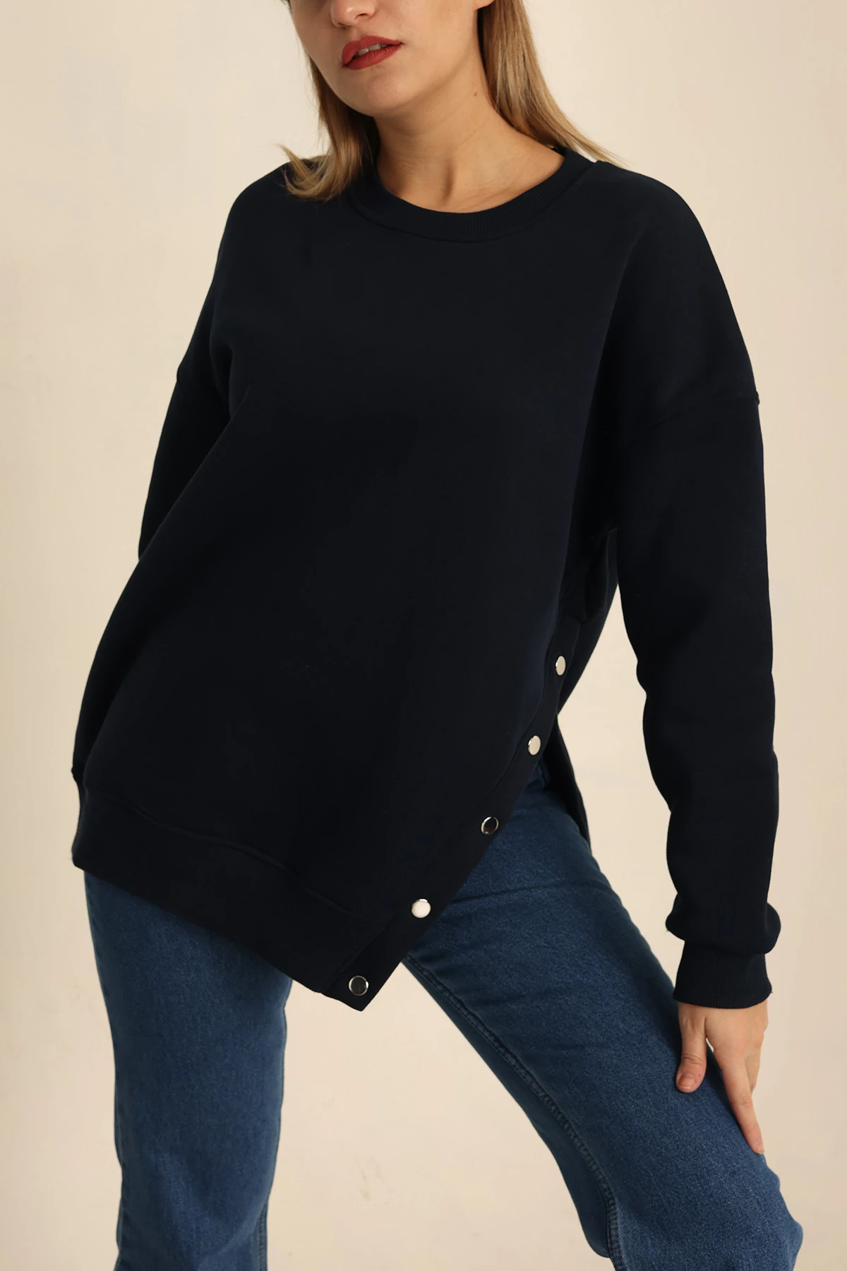 Lacivert Şardonlu Bayan Sweat 224820