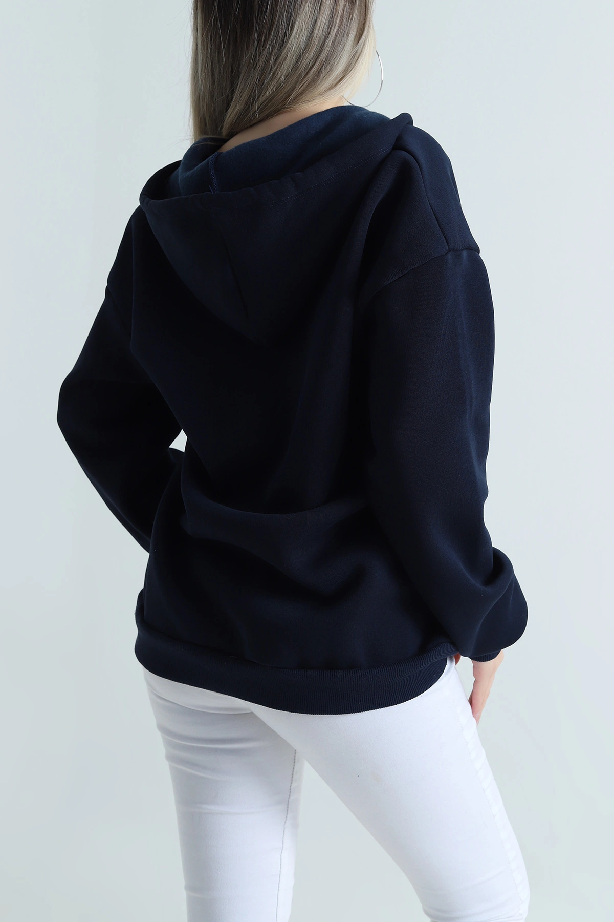 Lacivert Şardonlu Fermuarlı Kadın Sweat 489611