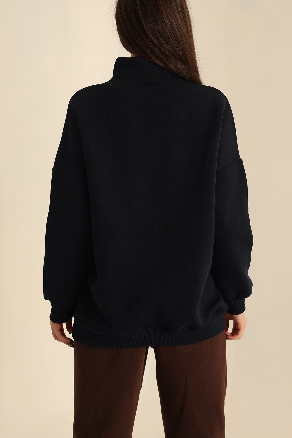 Lacivert Şardonlu Yarım Fermuarlı Sweat 222625