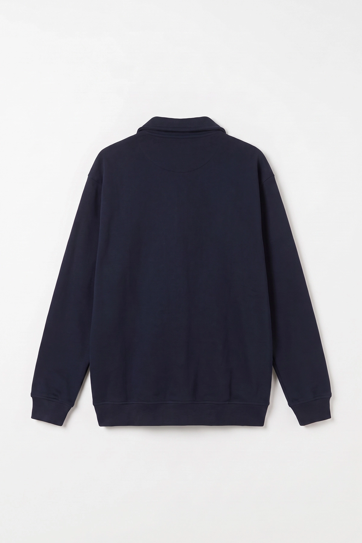 Lacivert Selanik Polo Yaka Fermuarlı Erkek Hırka 494533