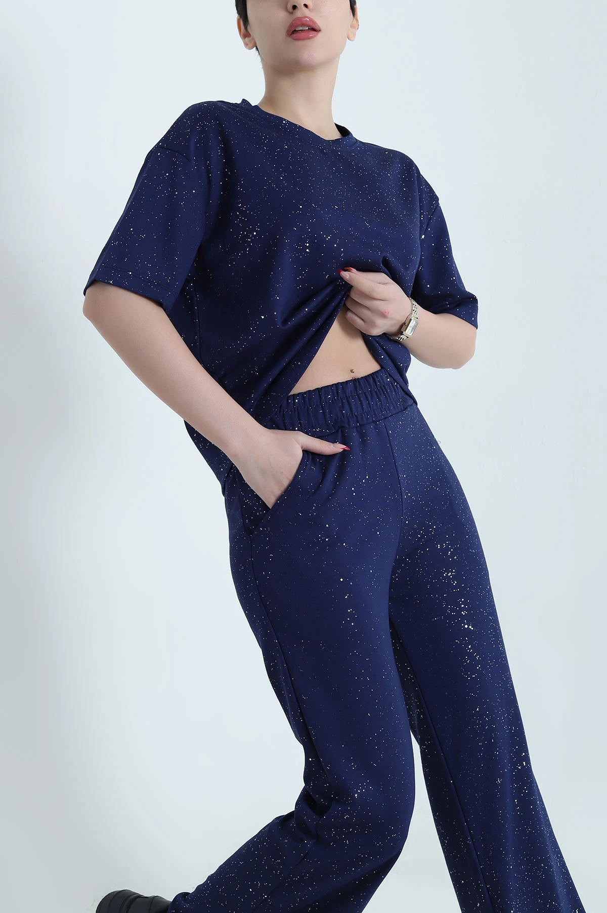 Lacivert Simli Modal Kadın İkili Takım 439840