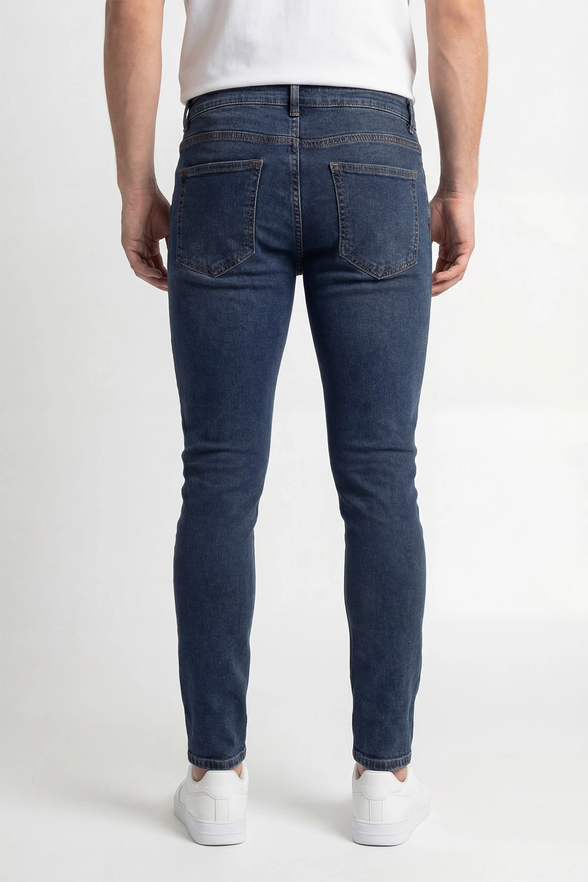 Lacivert Skinny Fit Taşlamalı Likralı Erkek Kot Pantolon 430948