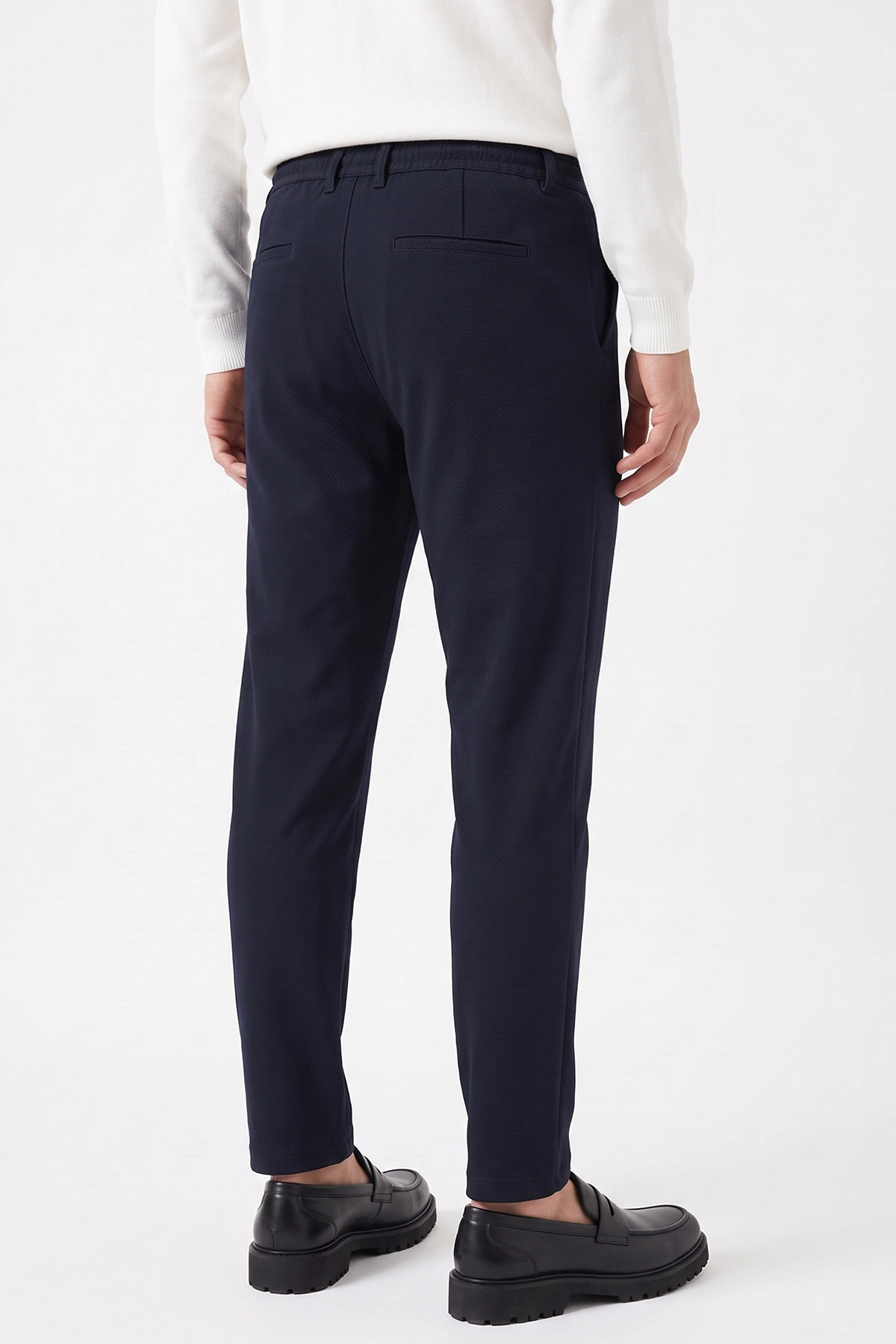 Lacivert Slim Fit Belden Bağlamalı Erkek Pantolon 493197
