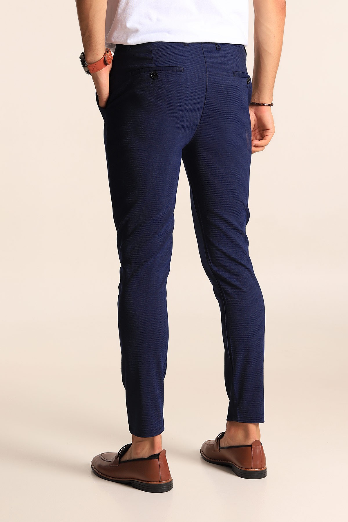 Lacivert Slim Fit Desenli Erkek Pantolon 194611