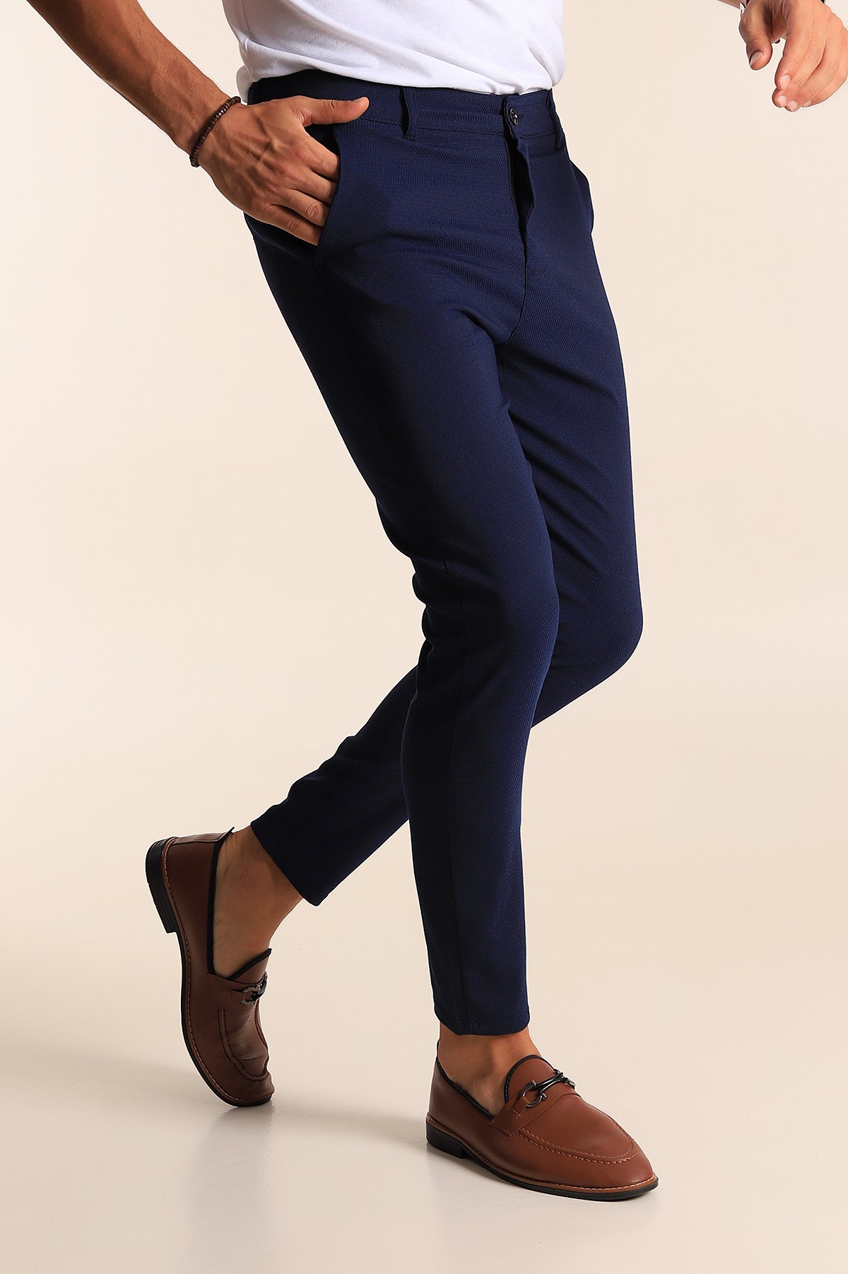 Lacivert Slim Fit Desenli Erkek Pantolon 194611