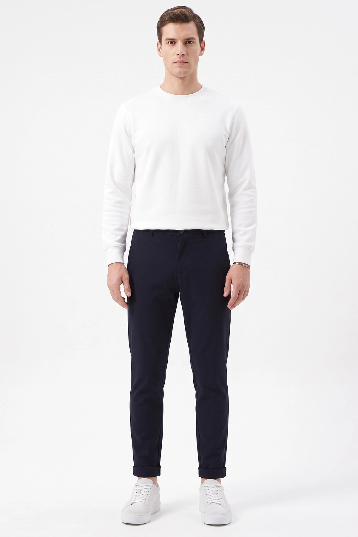 Lacivert Slim Fit Duble Paça Erkek Pantolon 493251