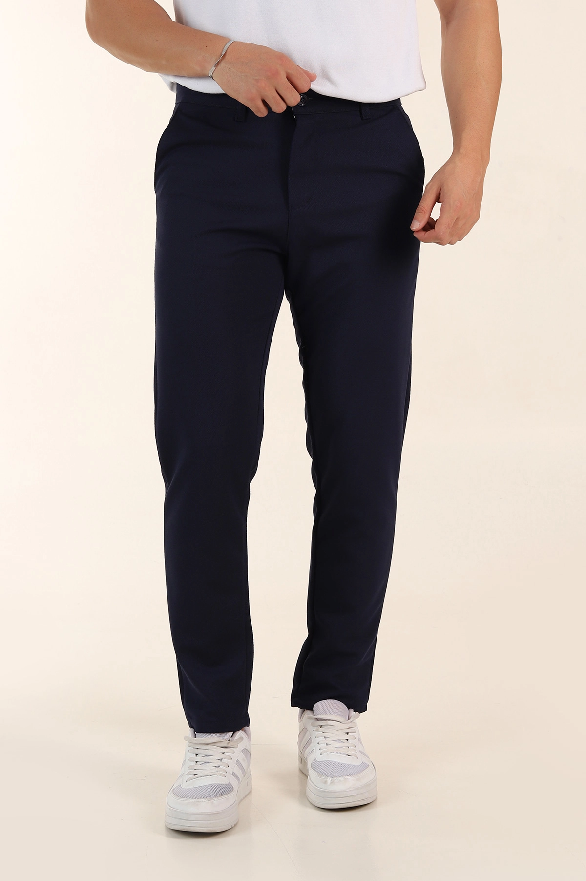 Lacivert Slim Fit Örme Kumaş Erkek Pantolon 391309
