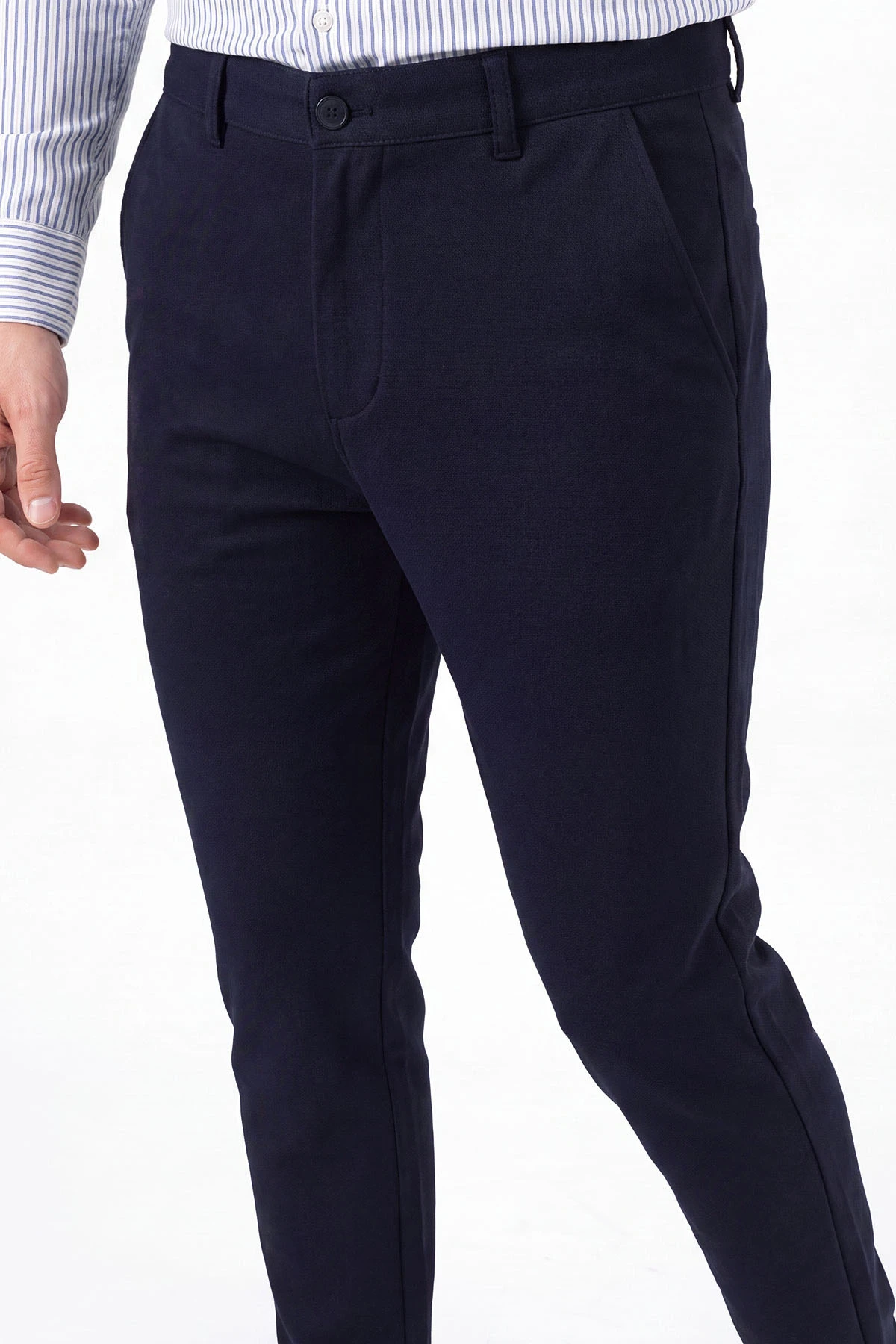 Lacivert Slim Fit Petek Armürlü Erkek Pantolon 472205