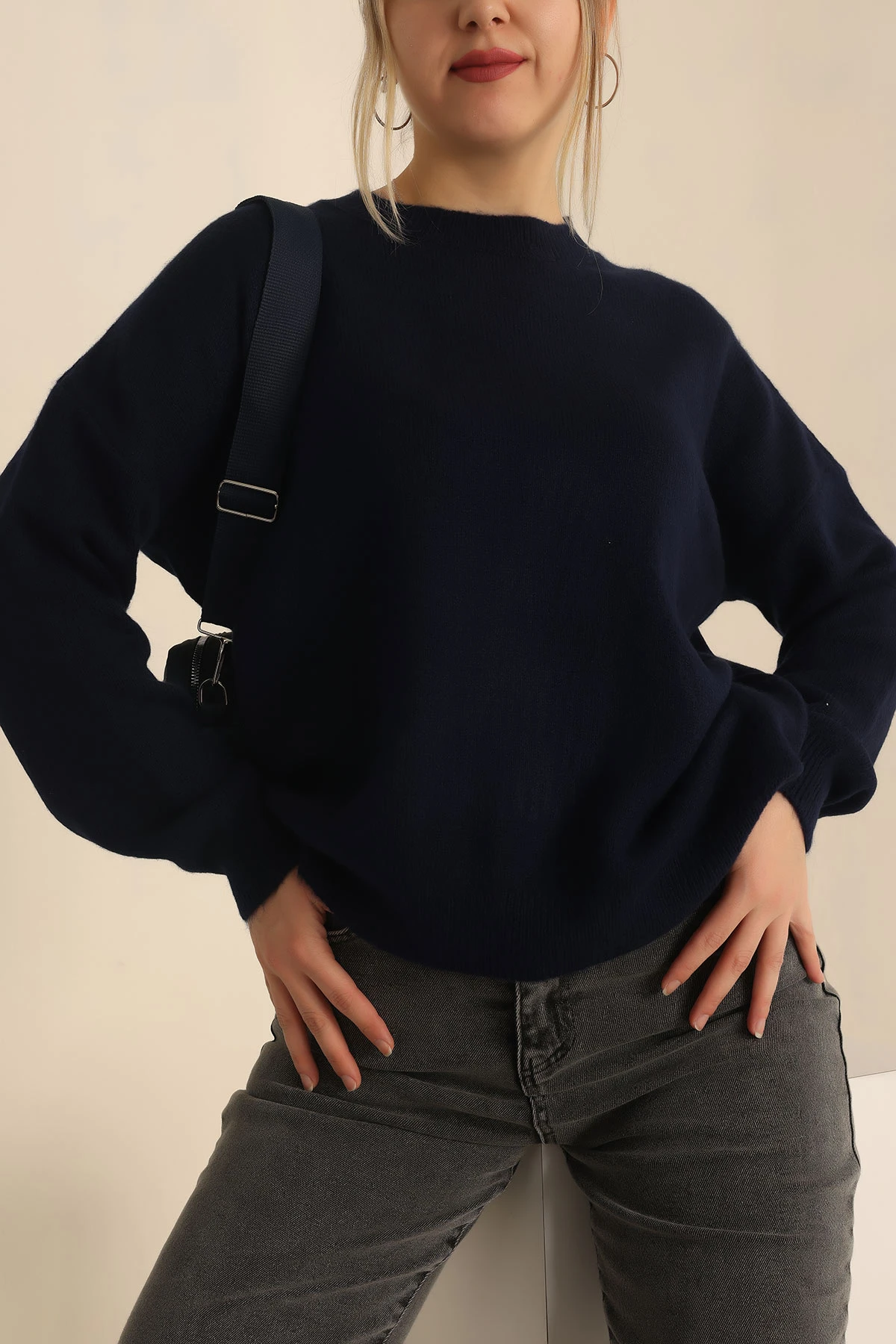 Lacivert Soft Triko Bayan Kazak 231530