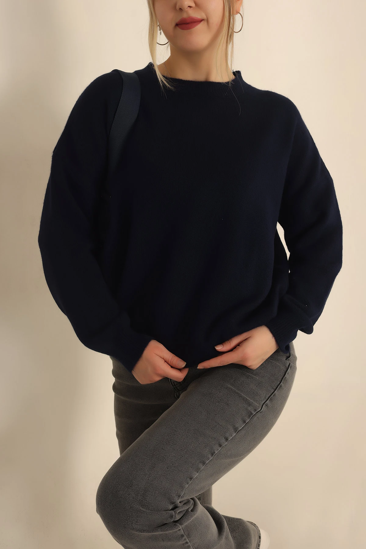 Lacivert Soft Triko Bayan Kazak 231530