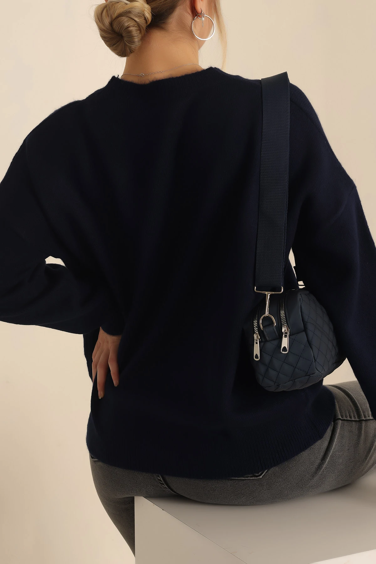 Lacivert Soft Triko Bayan Kazak 231530