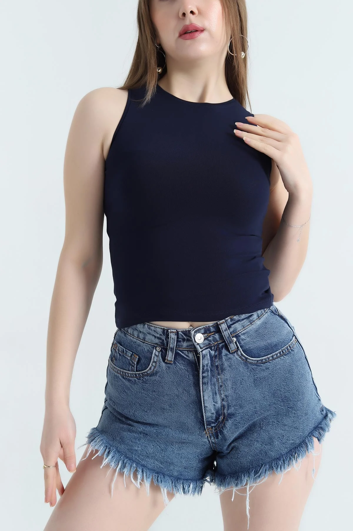 Lacivert Süprem Kolsuz Atlet Bluz 337706