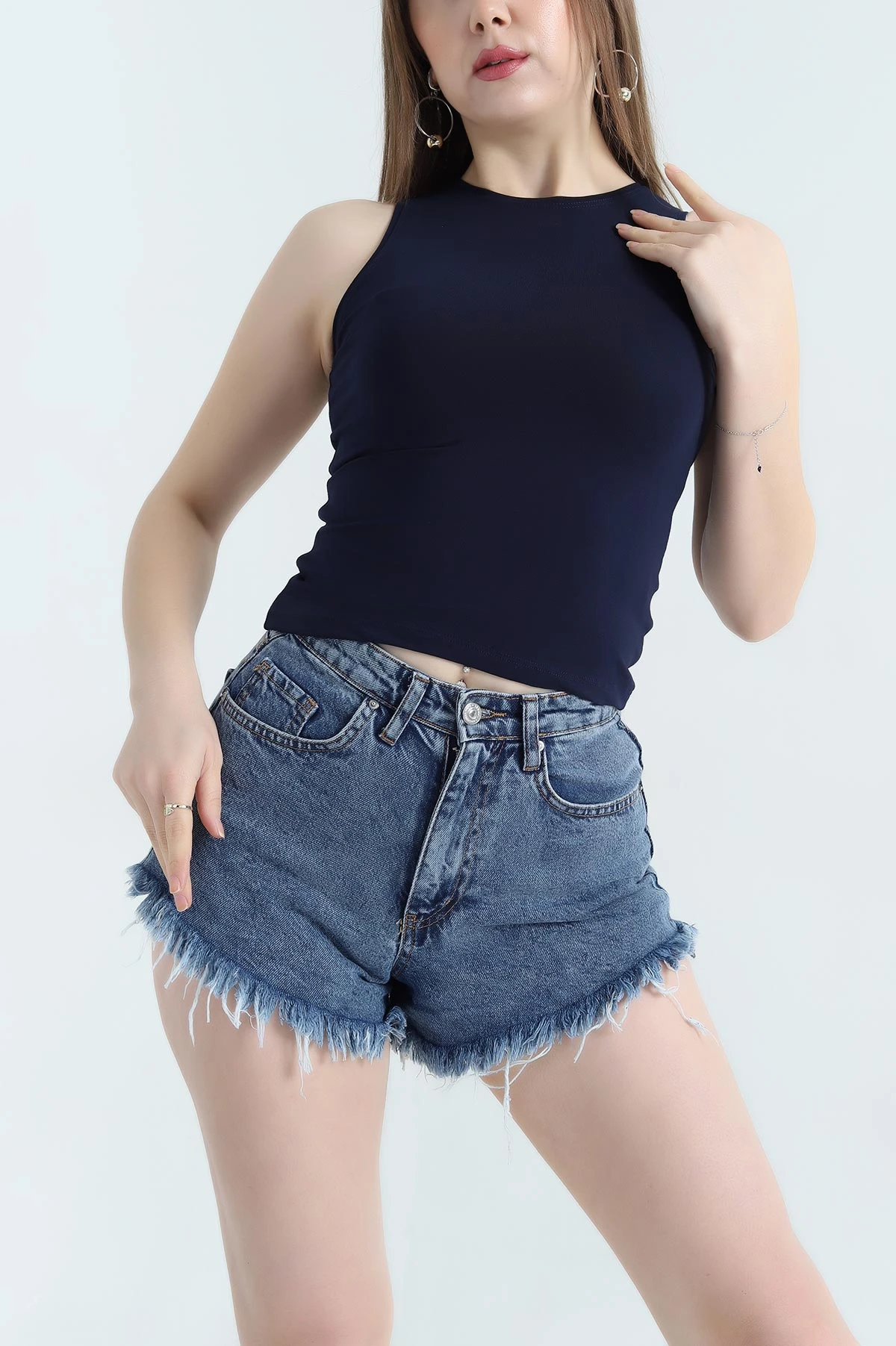 Lacivert Süprem Kolsuz Atlet Bluz 337706