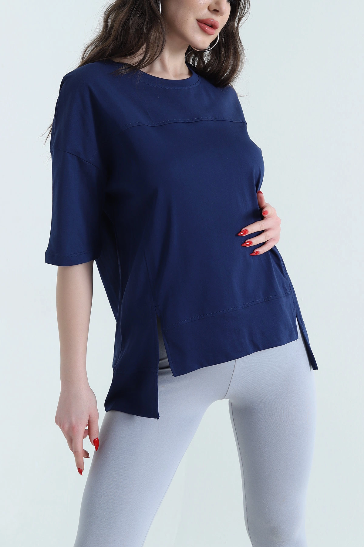 Lacivert Süprem Oversize Kadın Tişört 437869