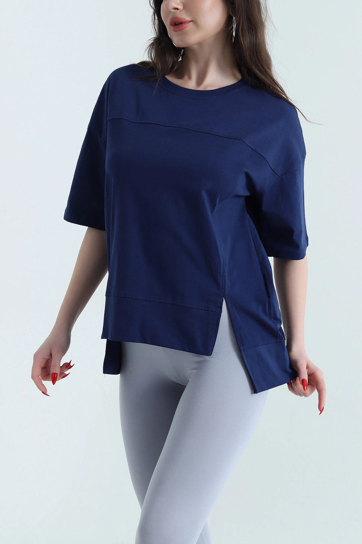 Lacivert Süprem Oversize Kadın Tişört 437869