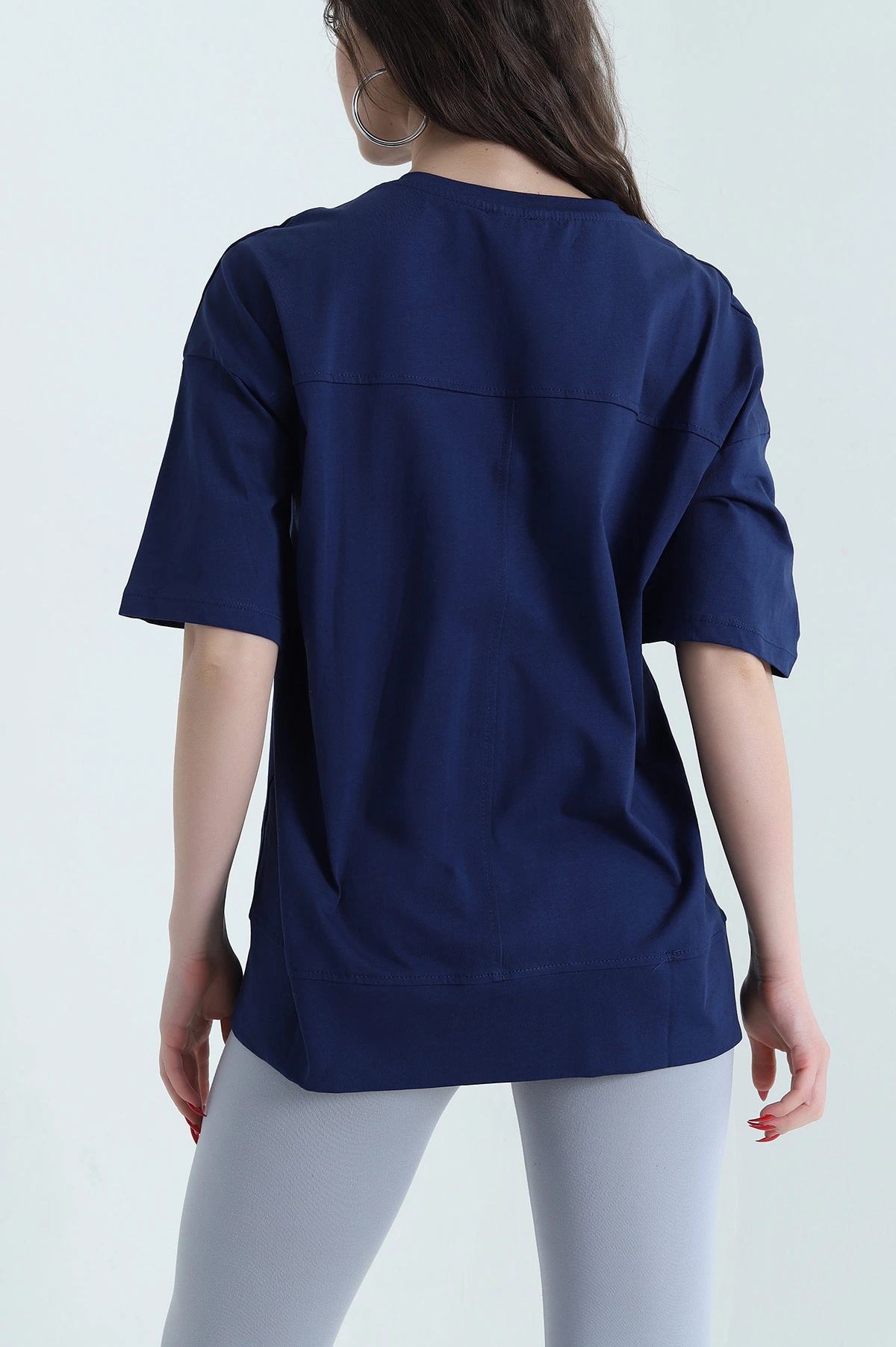 Lacivert Süprem Oversize Kadın Tişört 437869