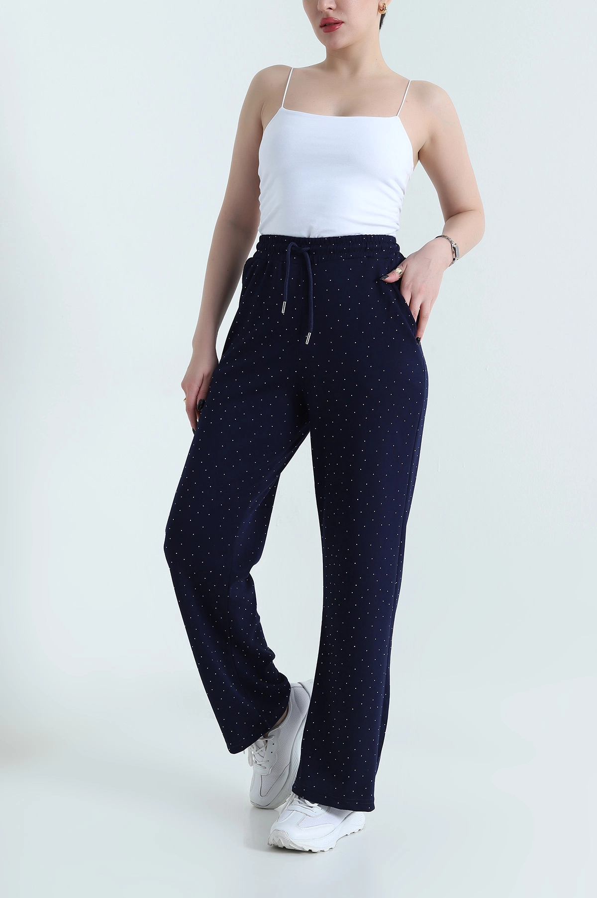 Lacivert Taşlı Modal Kadın Pantolon 450844
