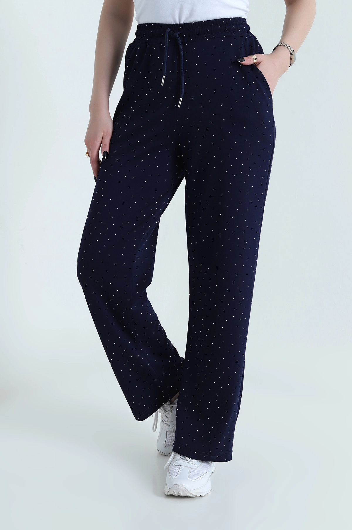 Lacivert Taşlı Modal Kadın Pantolon 450844