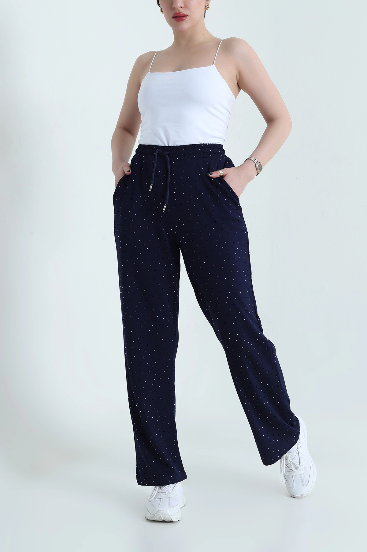 Lacivert Taşlı Modal Kadın Pantolon 450844