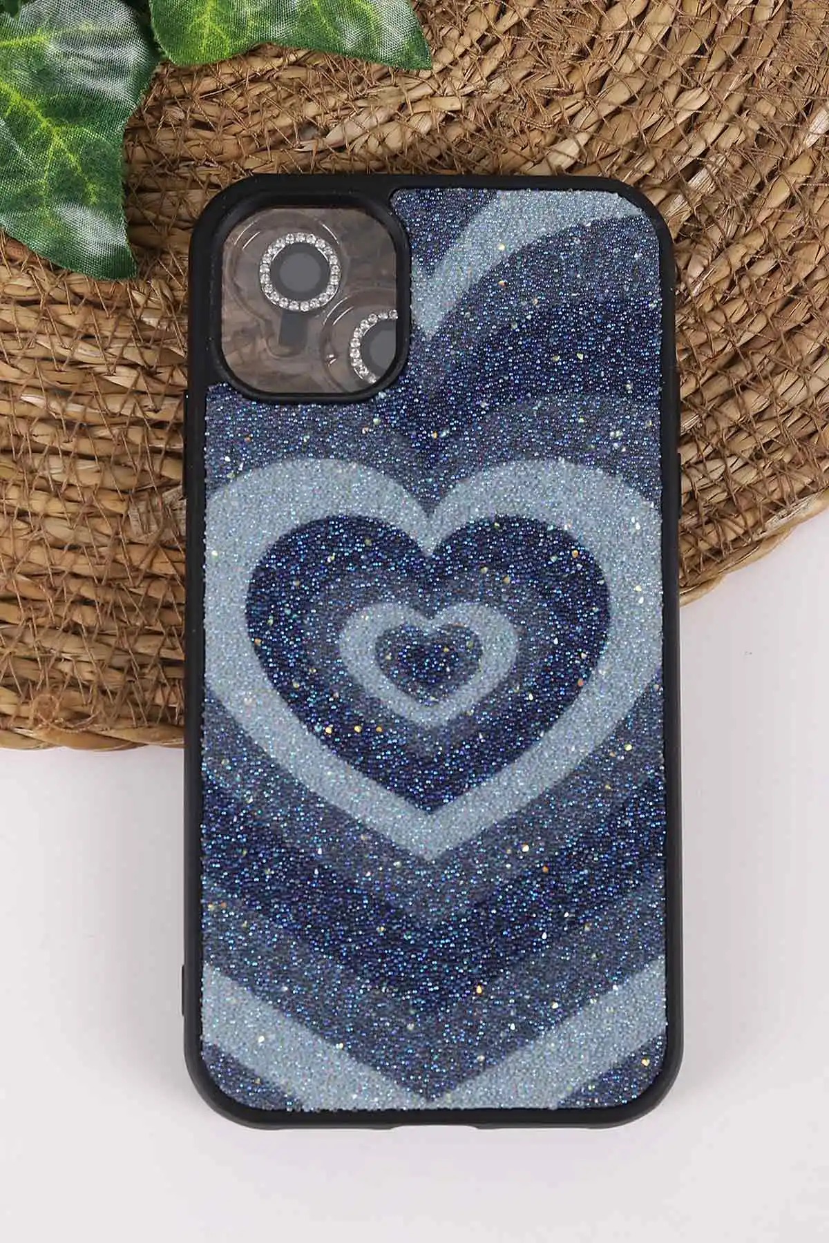 Lacivert TeknoCase İPhone 11 Uyumlu Sweet Diamond Case Serisi Desenli Lens Hediyeli Sert Silikon Telefon Kılıfı 450102
