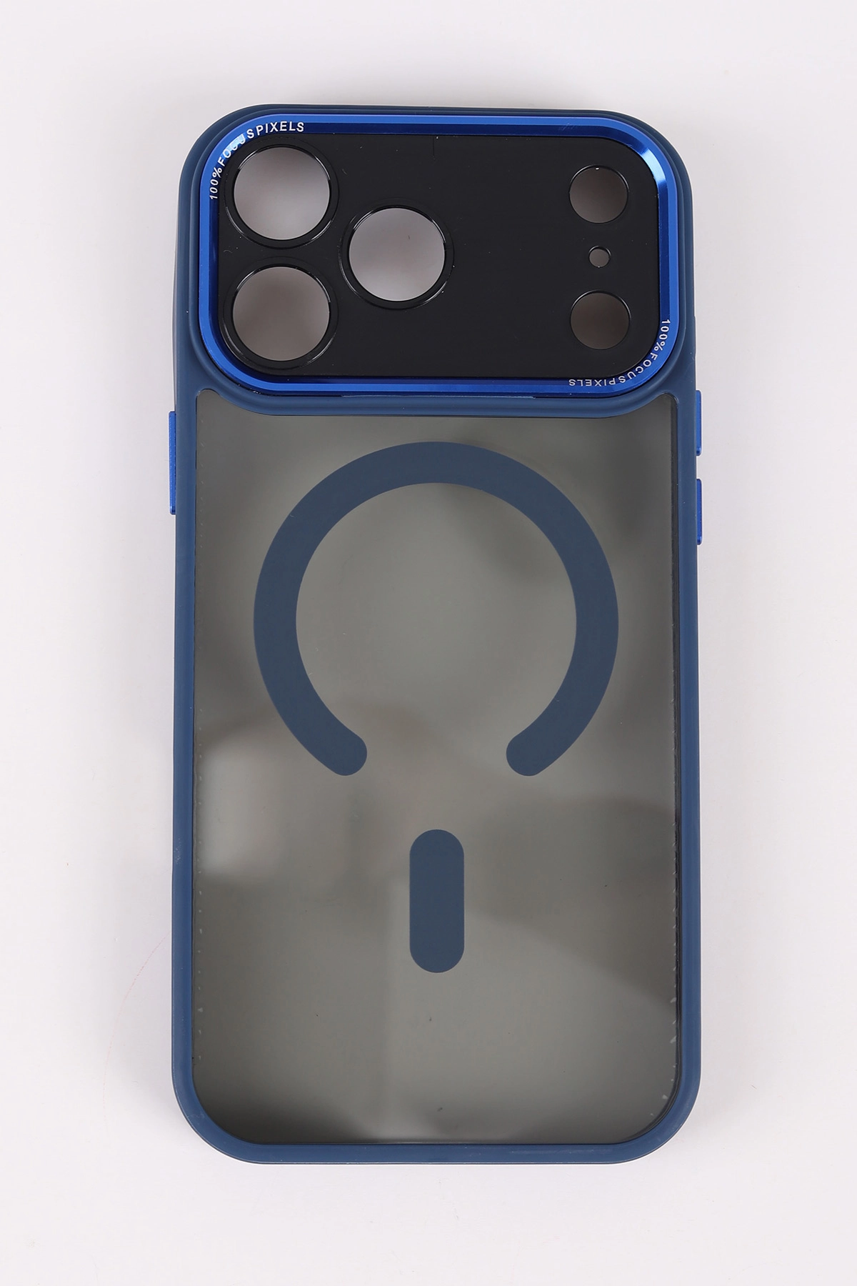 Lacivert TeknoCase İPhone 17 Pro Max Uyumlu Wesley Case Serisi Magsafe Özellikli Transparan Sert Silikon Telefon Kılıfı 430672