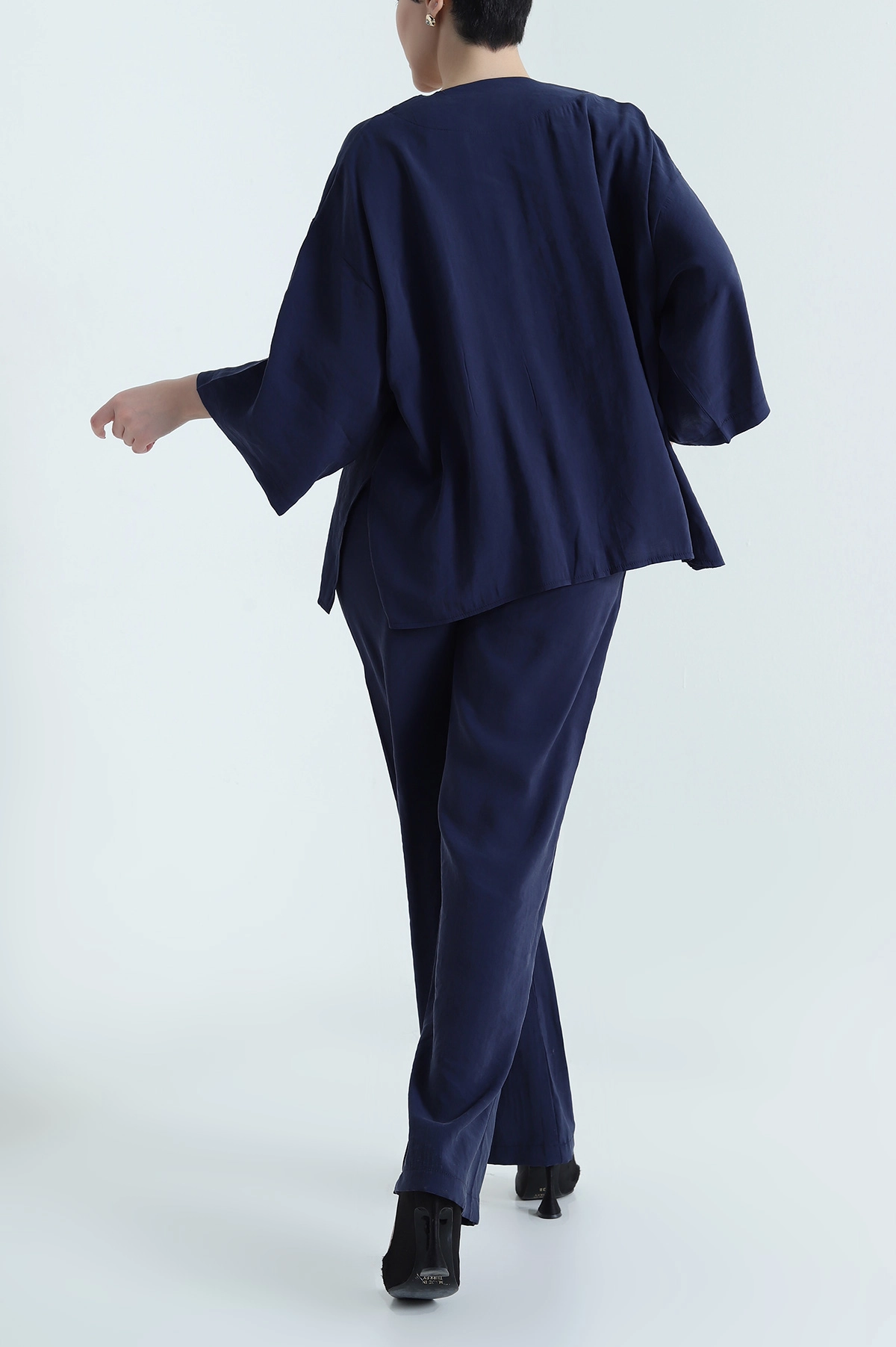 Lacivert Tencel Pantolon Bluz Kadın İkili Takım 440600