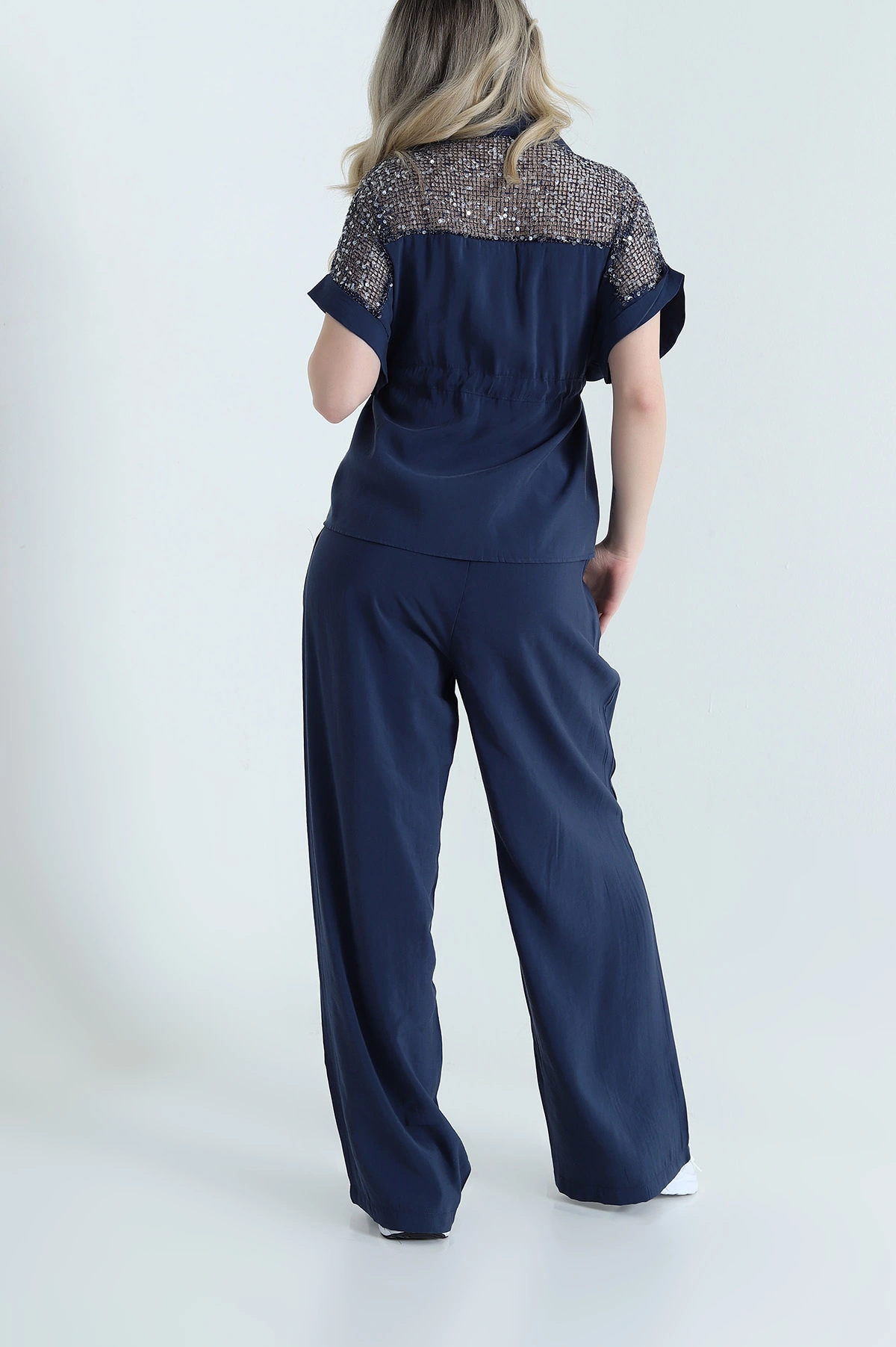 Lacivert Tencel Pul Detay Kadın İkili Takım 456224