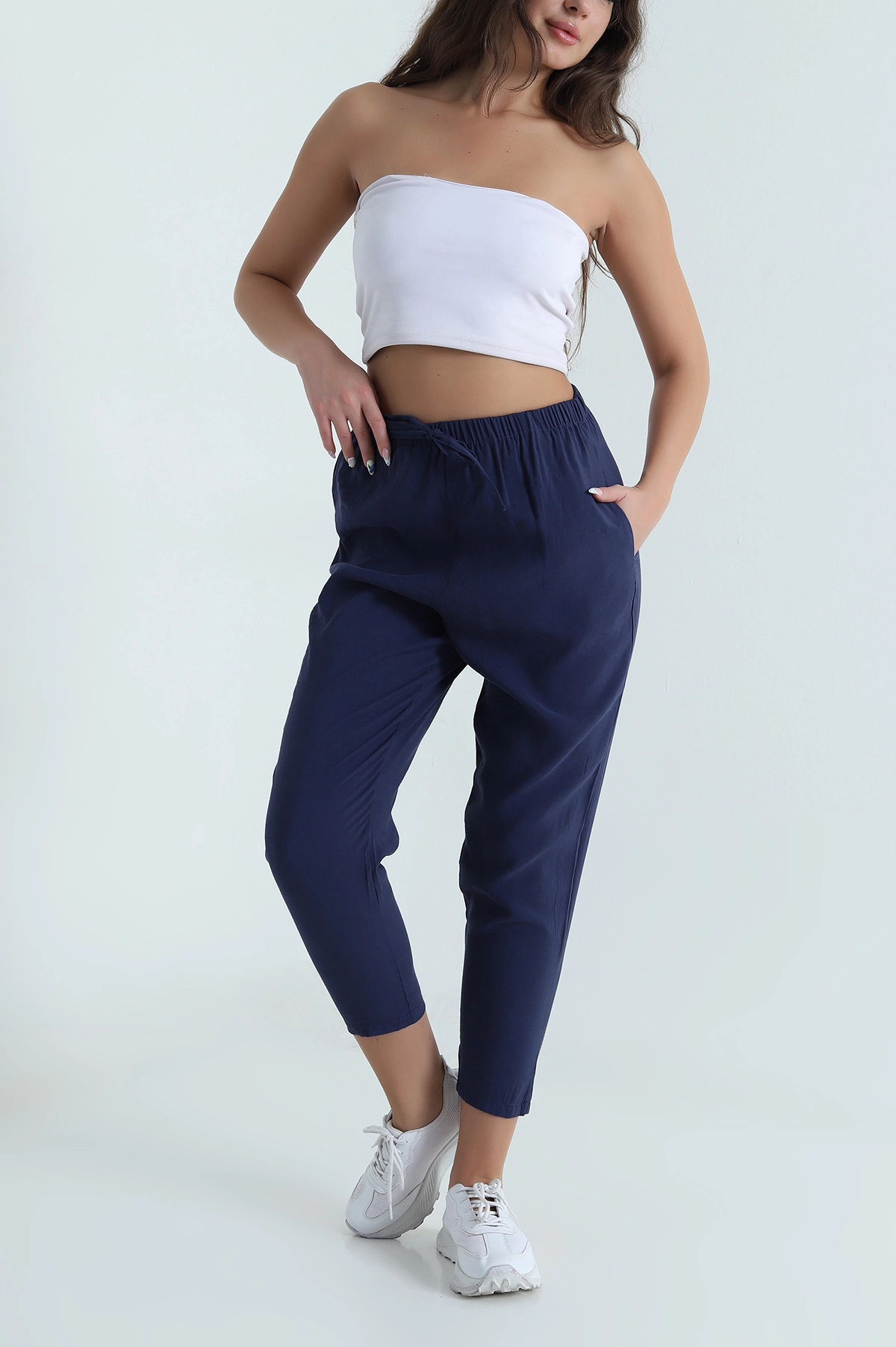 Lacivert Tensel Modal Kadın Şalvar Pantolon 481570