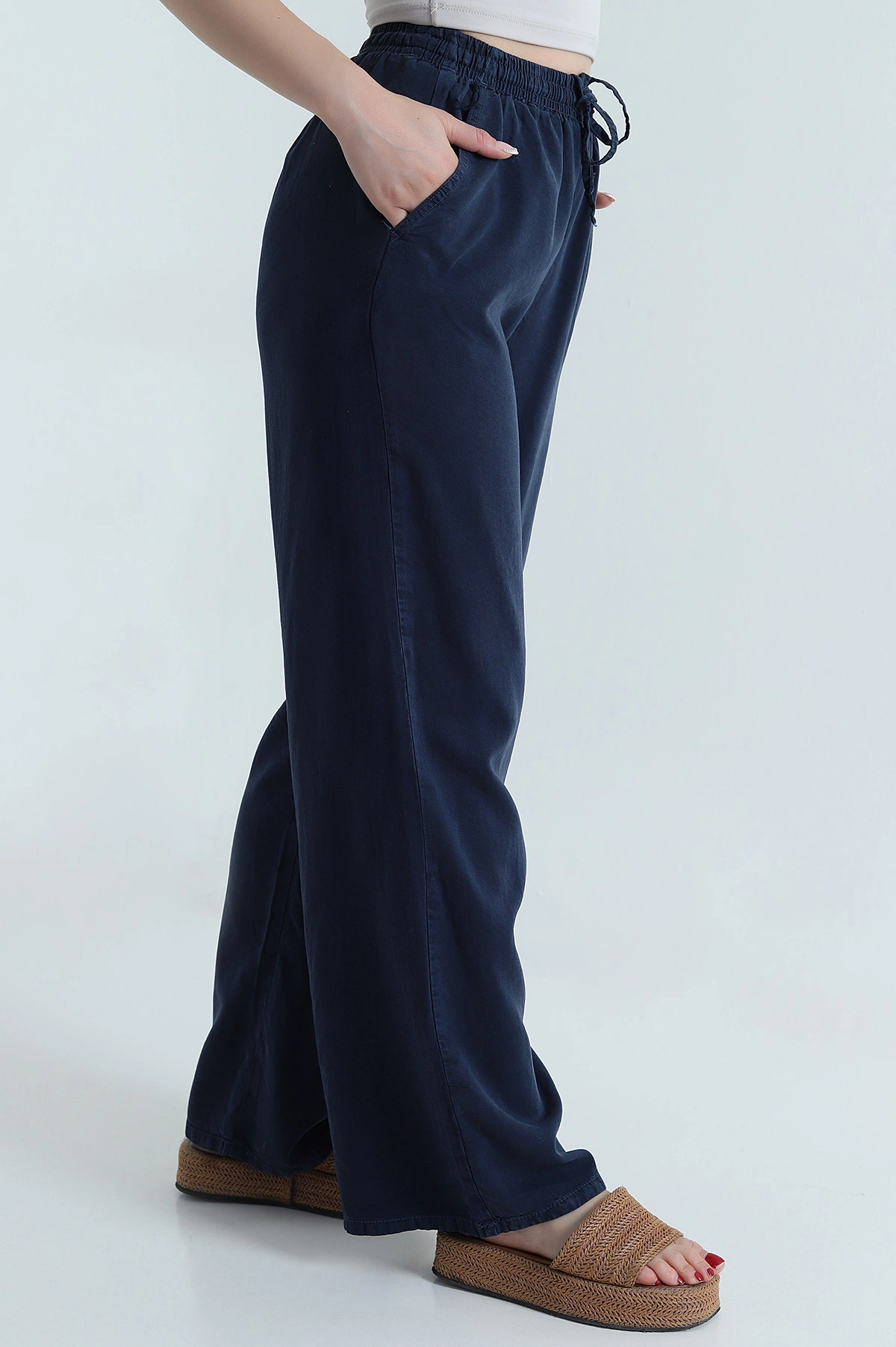Lacivert Tensel Modal Palazzo Kadın Pantolon 478756