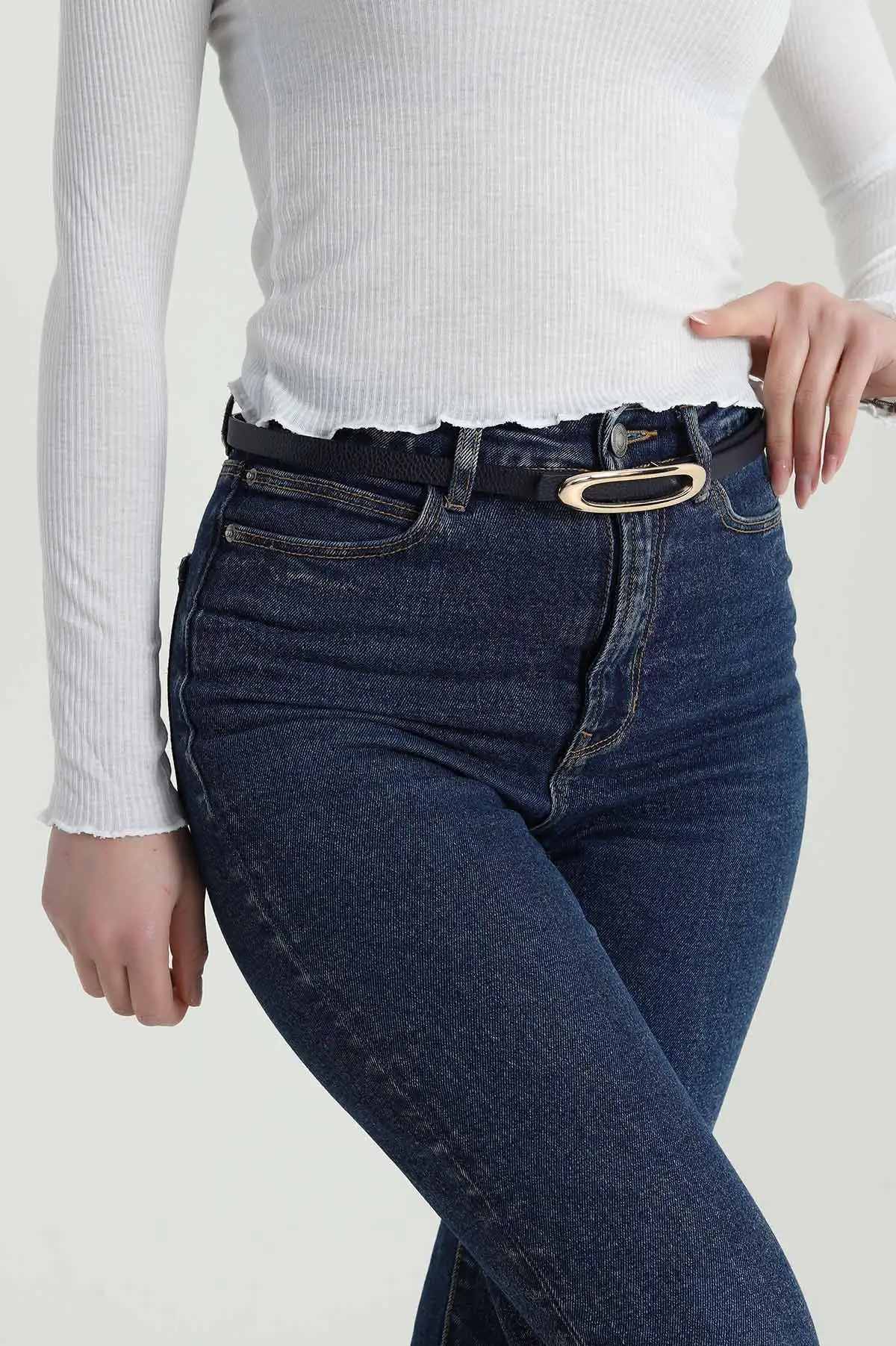 Lacivert Toka Detay Kadın İnce Kemer 421466