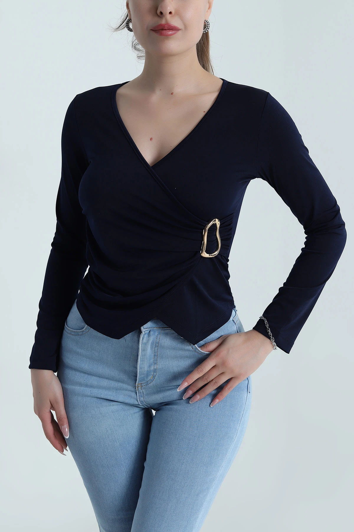 Lacivert Tokalı Sandy Kadın Bluz 488669