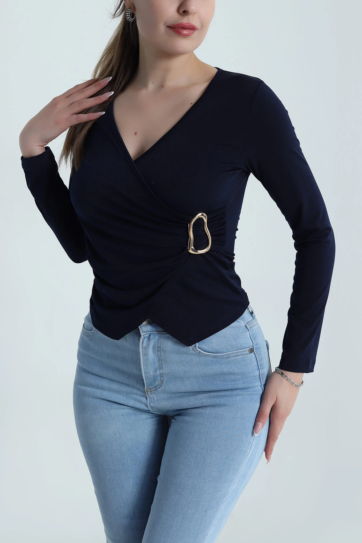 Lacivert Tokalı Sandy Kadın Bluz 488669