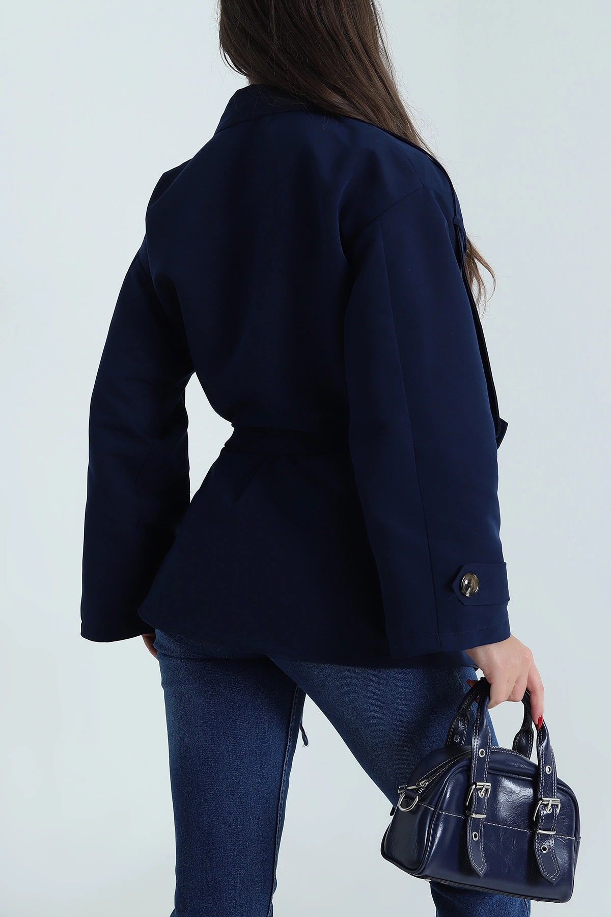 Lacivert Torino Oversize Kadın Trenç 490734