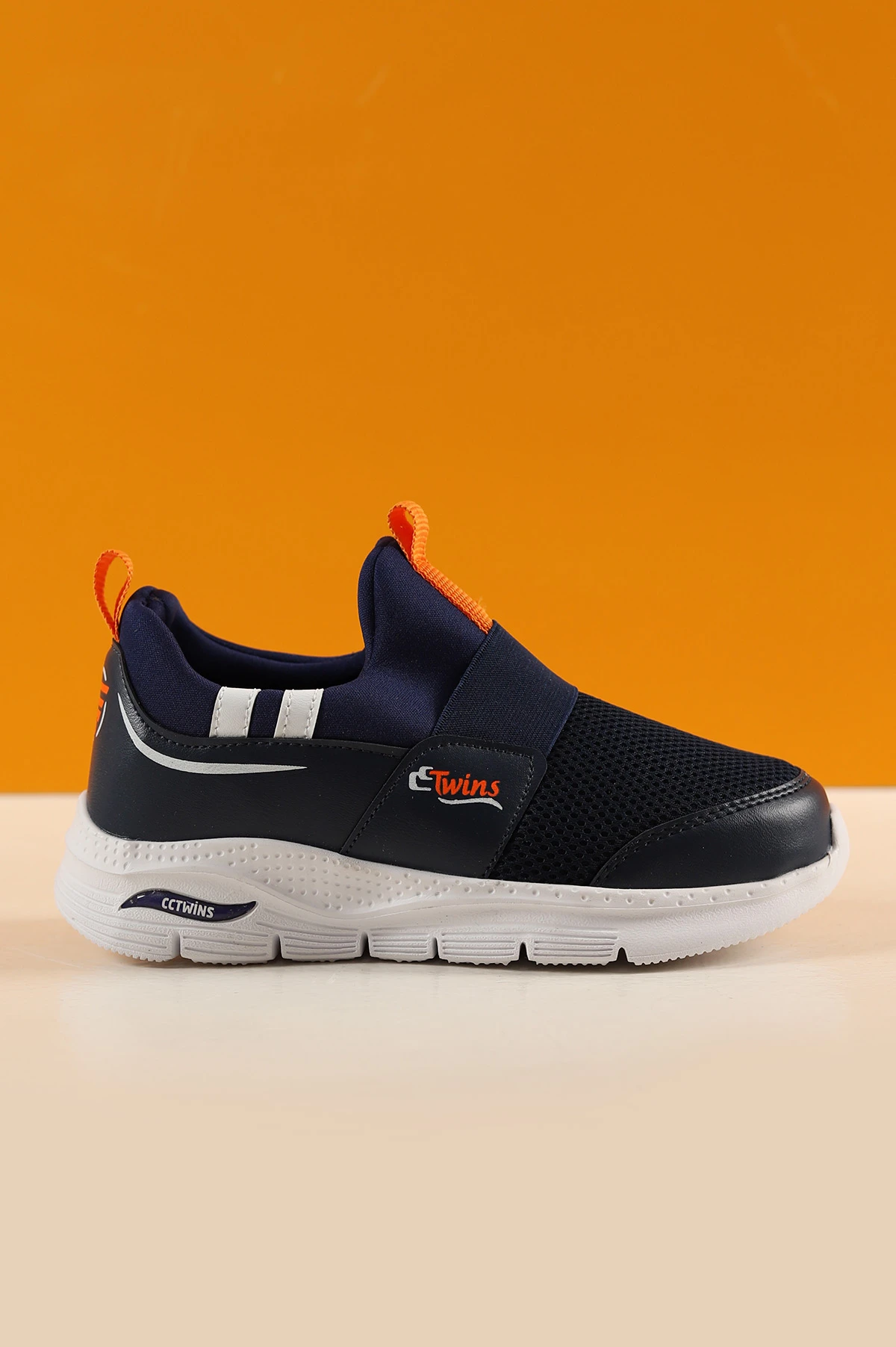 Lacivert Turuncu (31-35 Filet) Twins Baskılı Triko Bağcıksız  Çocuk Spor Ayakkabı 257288