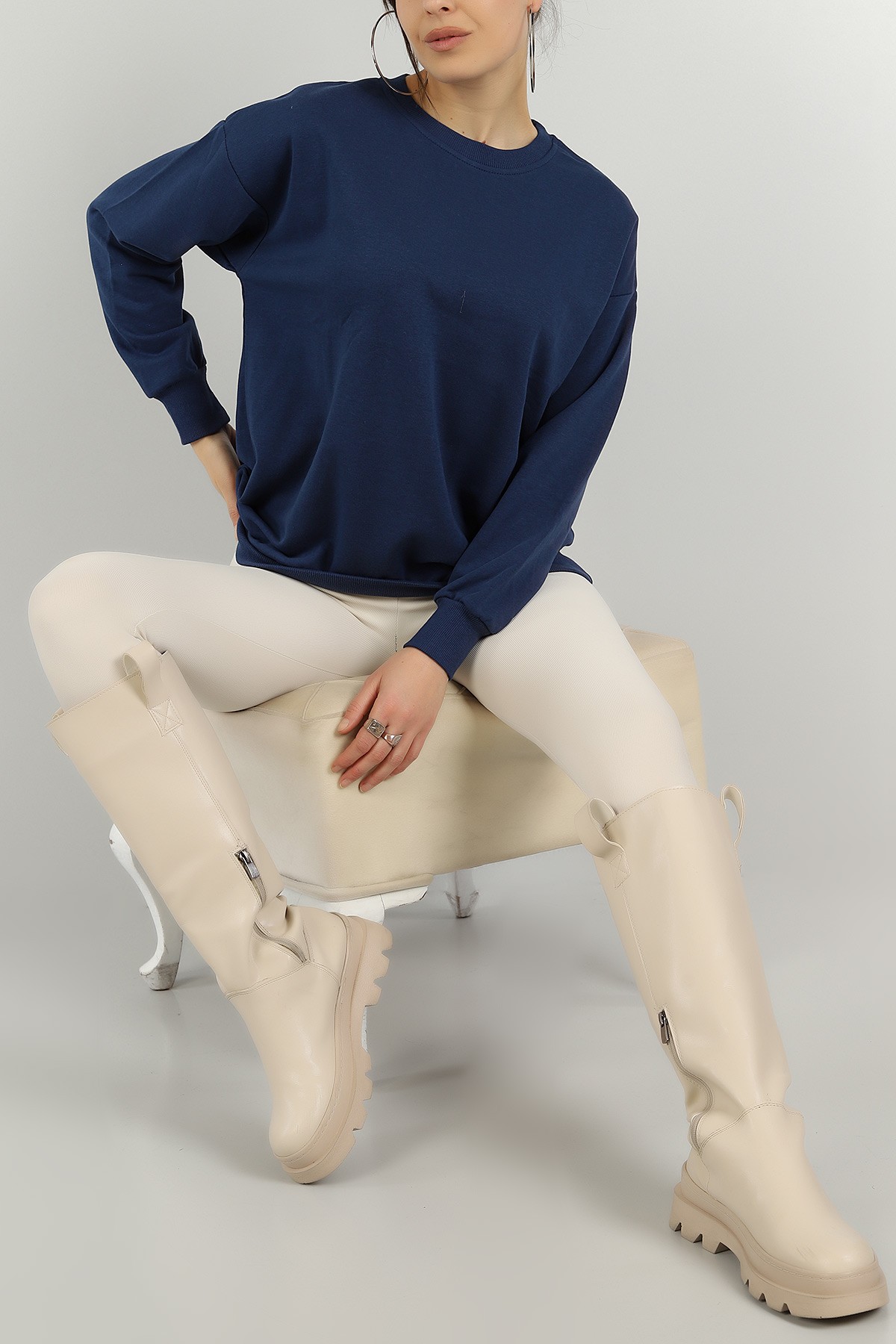 Lacivert Üç İp Bayan Sweat 144913