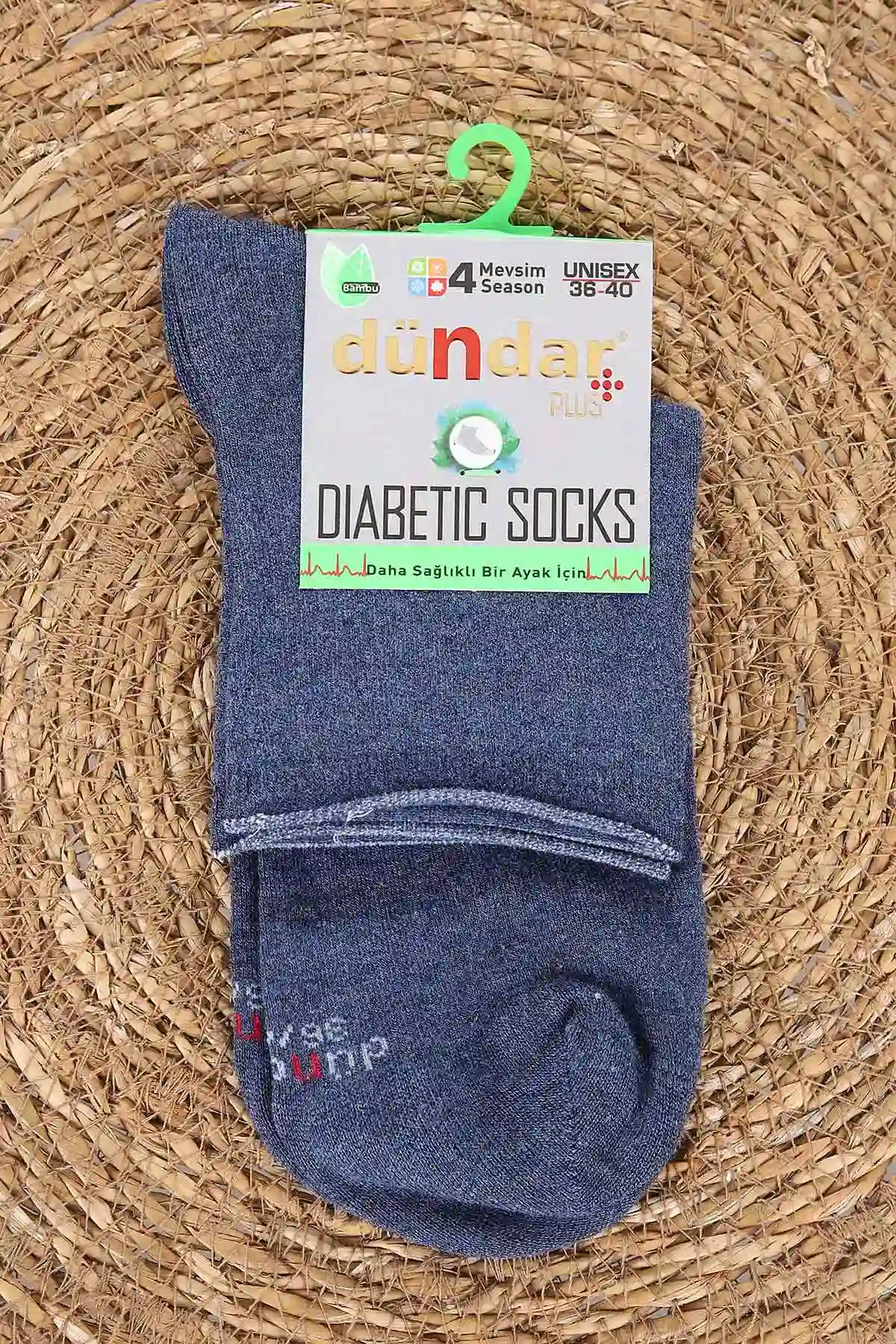Lacivert Unisex Dört Mevsim Diyabetik Bambu Konç Çorap (36-40) 477035