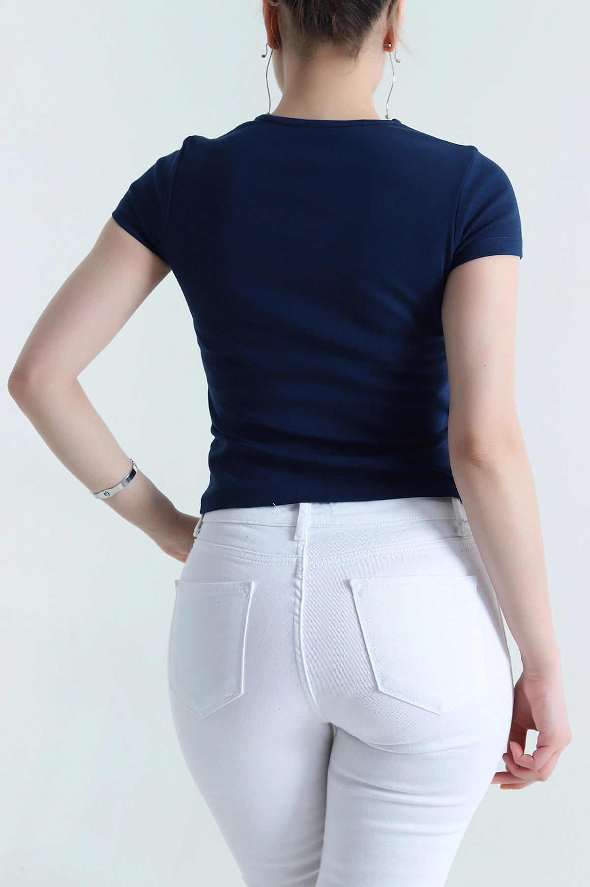 Lacivert V Yaka Kadın Bluz 454945