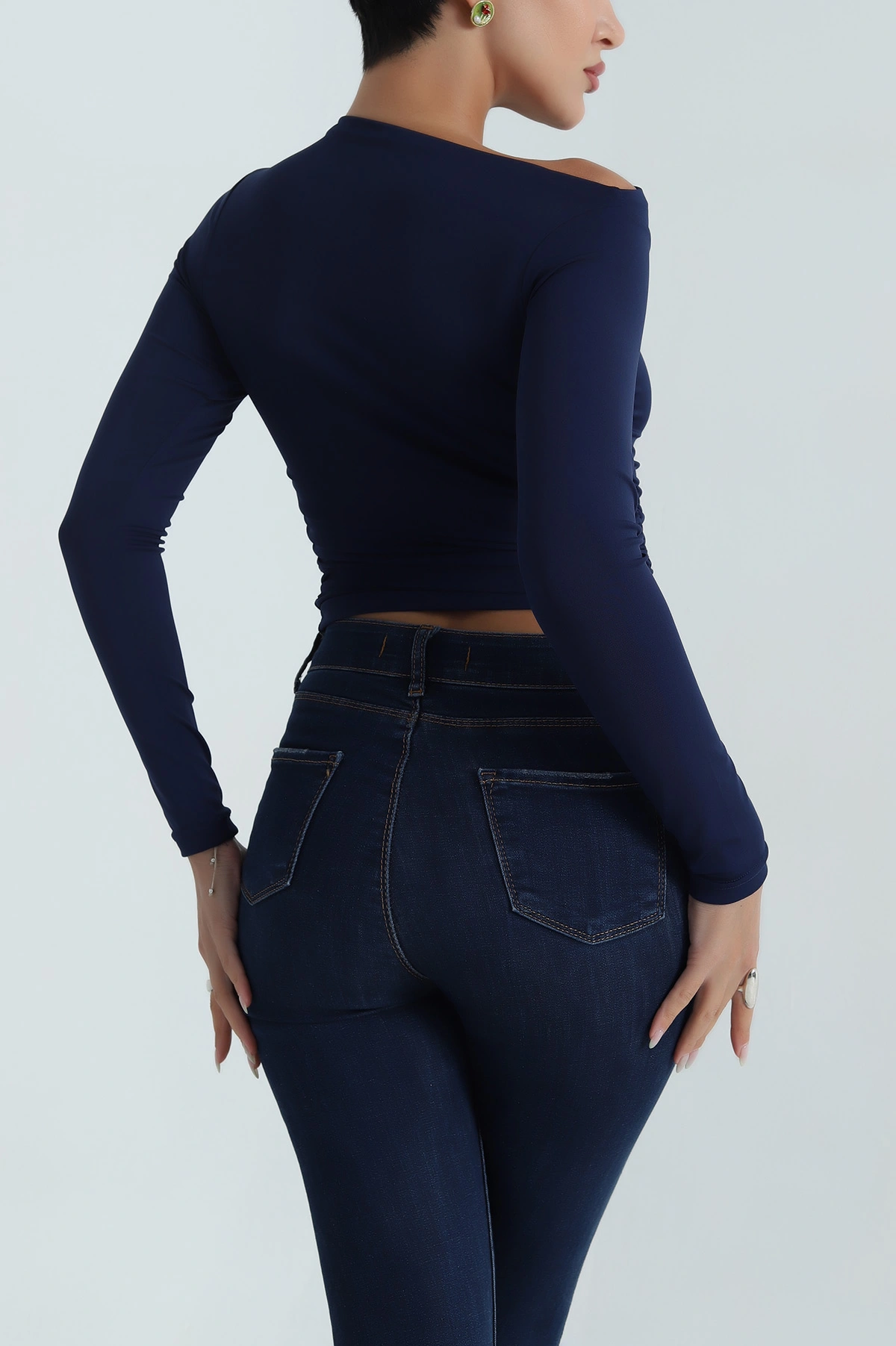 Lacivert Yanı Büzgülü Sandy Kadın Bluz 387588