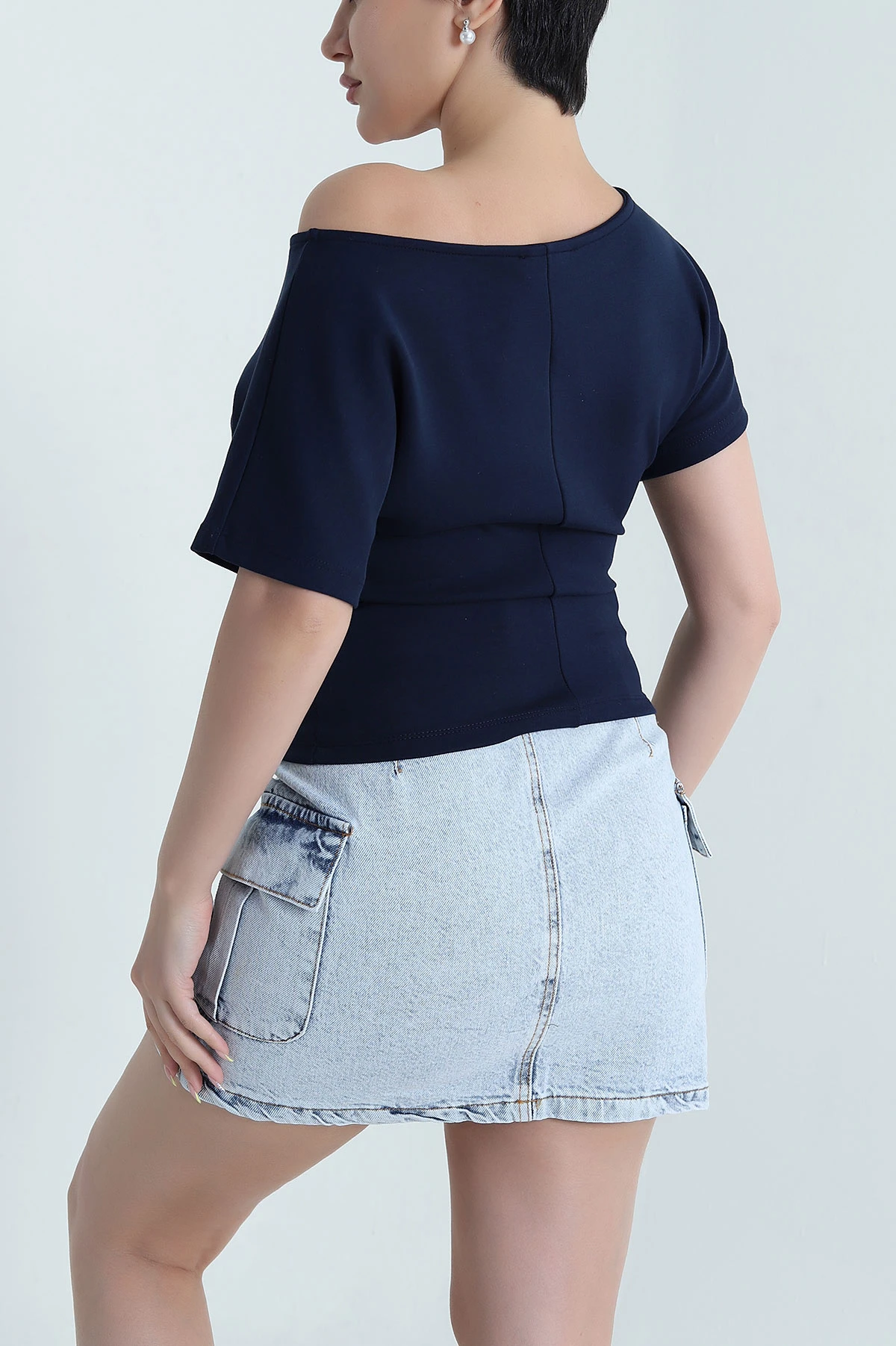 Lacivert Yarasa Kol Modal Kadın Bluz 467735