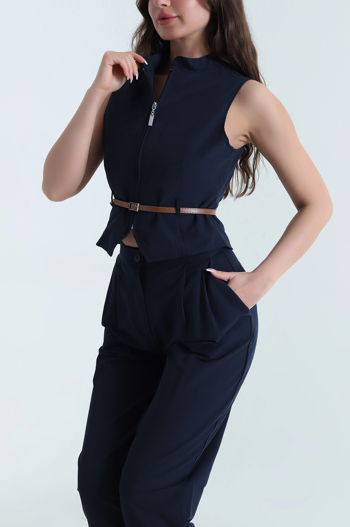 Lacivert Yelek Pantolon Larimar Kadın İkili Takım 457088