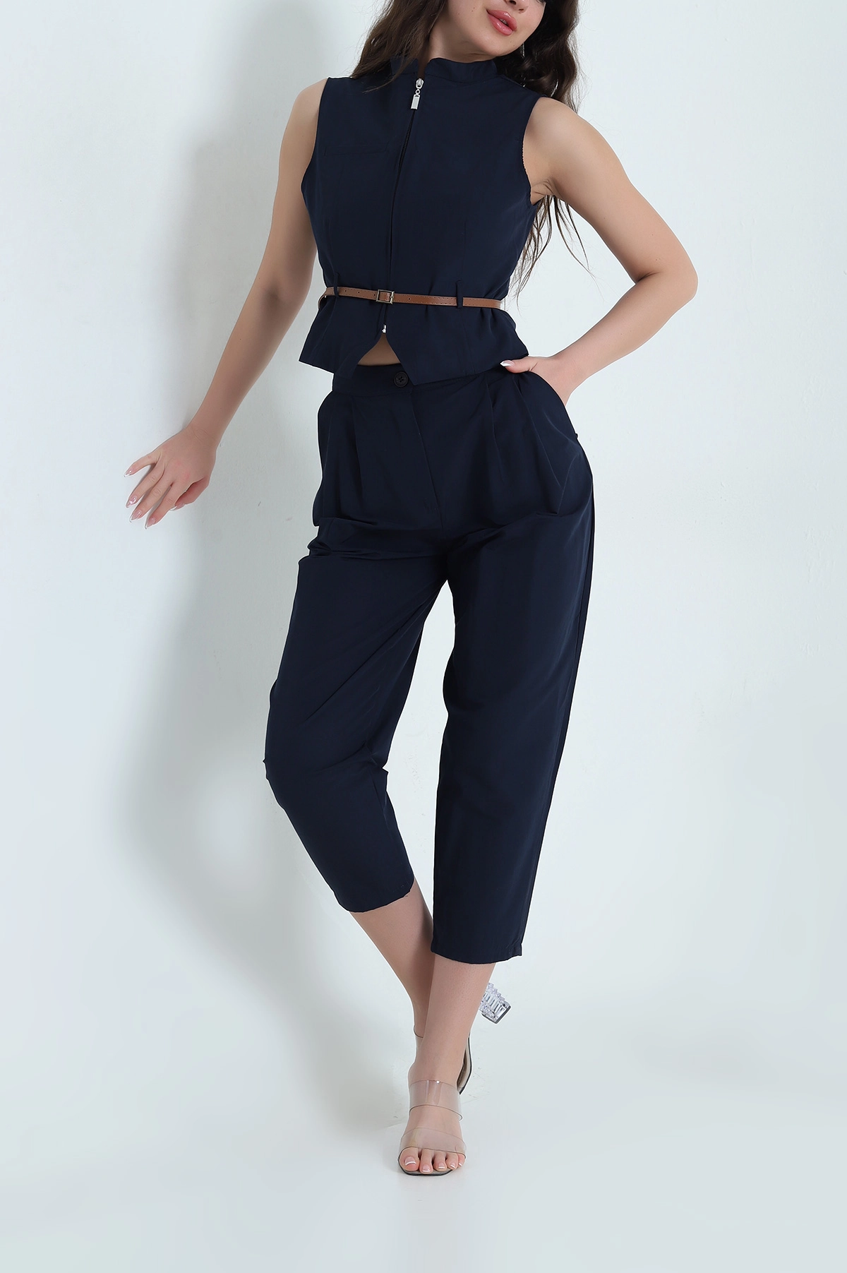 Lacivert Yelek Pantolon Larimar Kadın İkili Takım 457088