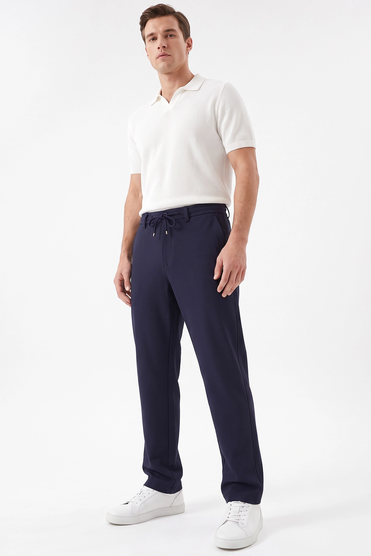 Lacivert Regular Fit Belden Bağlamalı Erkek Pantolon 493155