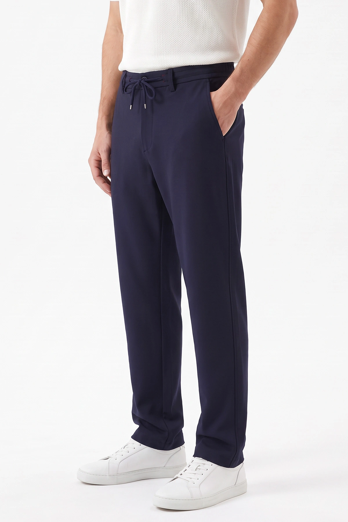Lacivert Regular Fit Belden Bağlamalı Erkek Pantolon 493155